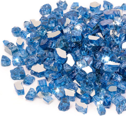 Stanbroil 10-Pound Fire Glass - 1/2 inch Reflective Tempered Fire Glass for Fireplace Fire Pit, Pacific Blue Reflective