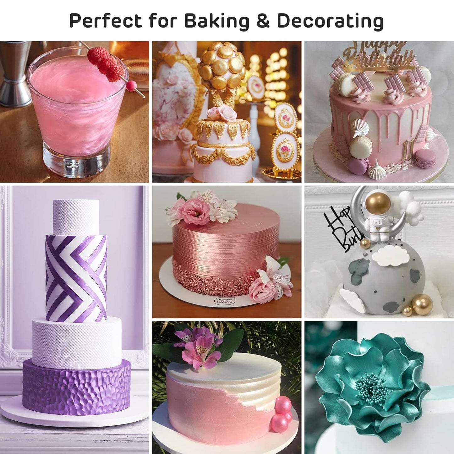 Nomeca Edible Luster Dust, 8 Grams Food Grade Shimmer Gold Cake Dust Metallic Food Coloring Powder for Cake Decorating, Baking, Fondant, Gumpaste, Chocolate, Candy, Drinks, Cookies - Dark Silver