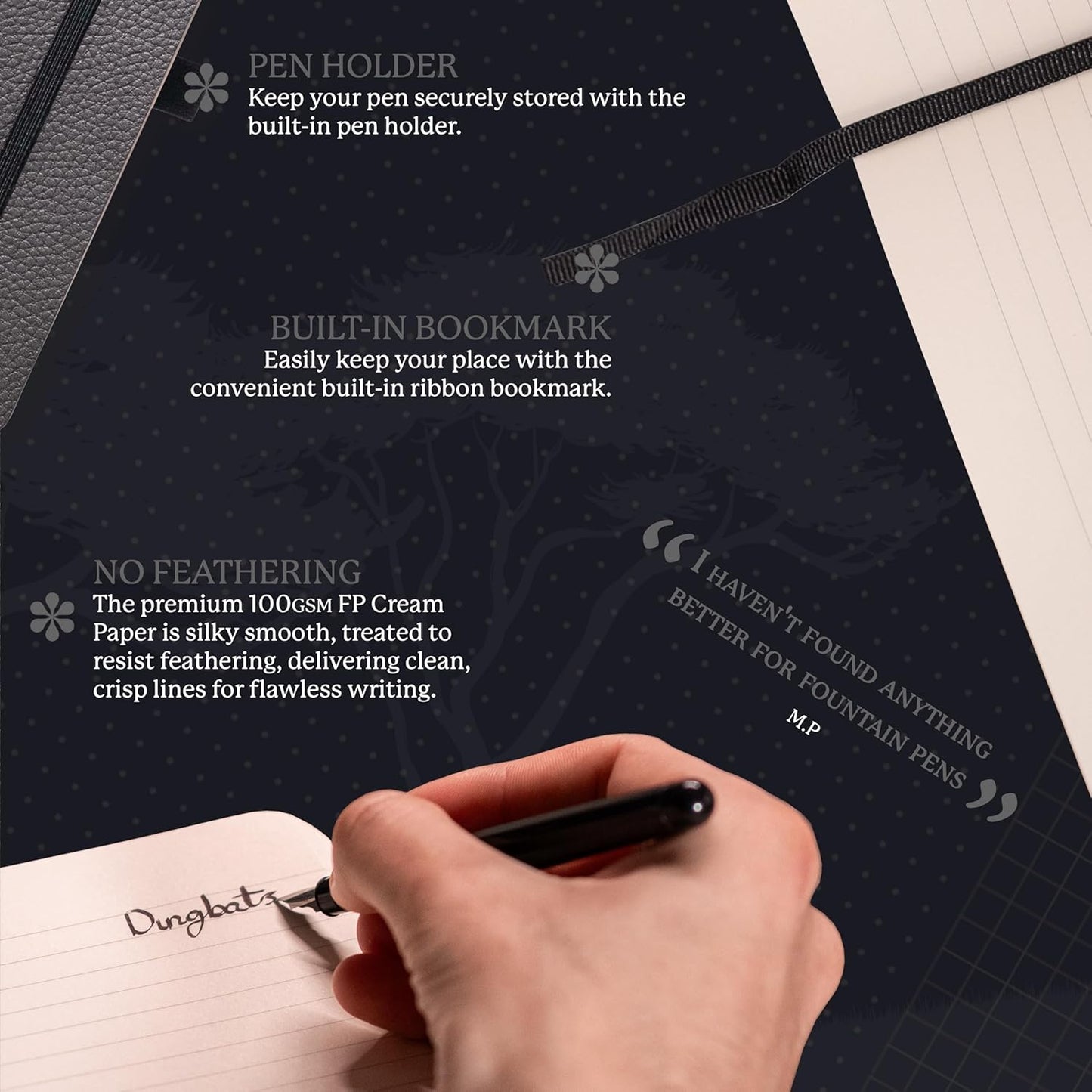 Dingbats* Wildlife Dotted Writing Journal Notebook A5 - Vegan Leather Softcover - Ideal for Work, Travel - Pocket, Elastic Closure, & Bookmark