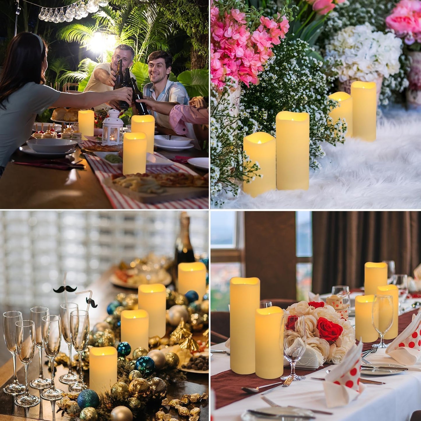 Set of 96 Flameless Led Battery Opeated (D2.2'' x H4''5''6'') Waterproof Outdoor Indoor Candles with 10-Key Remotes and Cycling 24 Hours Timer