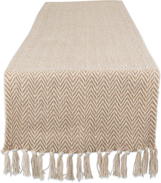 DII Woven Basic Tabletop Collection, Chevron Table Runner, 15x108, Stone