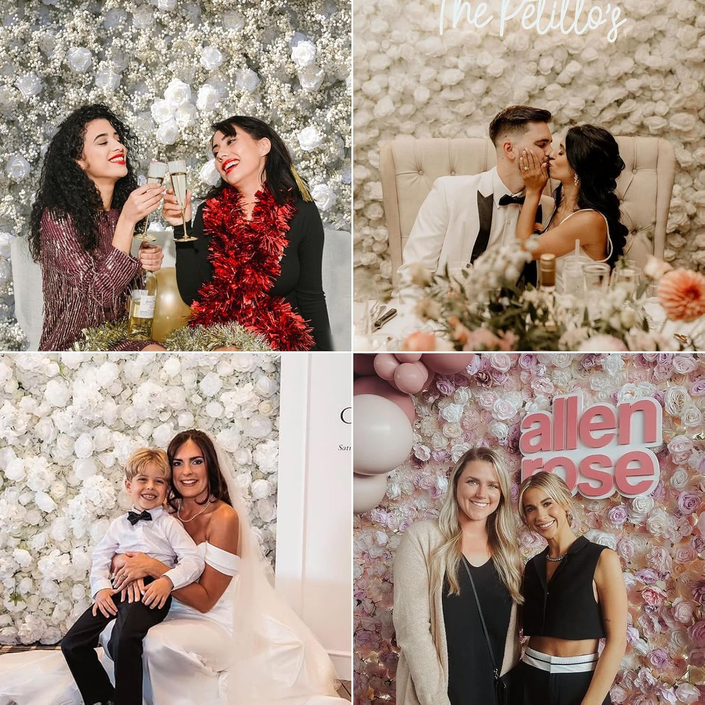 Artificial Flower Wall Panels, Luxury 5D Silk Babybreath Backdrop Decor for Wedding Celebrations, Festive Party and Home Decorating, Quick Assembly and Storage, Both Eco ＆ Pet Friendly, 4 ft*8ft.