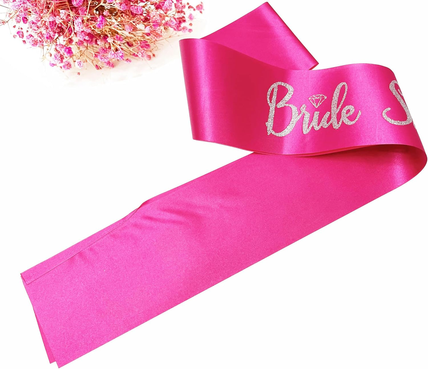 Bride Squad Sashes, 6 Pack Silver Glitter Bachelorette Party Sash for Bridal Shower Wedding Party Accessories Supplies Engagement Gifts Hot Pink