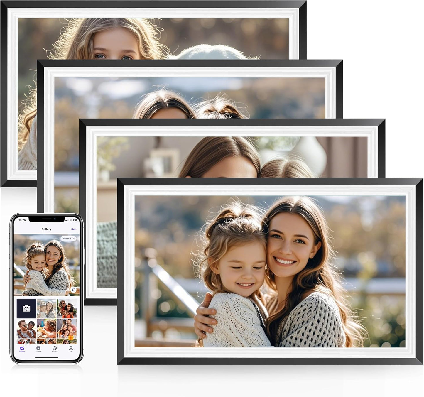 RCA 10.1" WiFi Digital Picture Frame, Electronic Photo Frames 32GB Storage, HD IPS Touch Screen WiFi Frame/Auto Rotate/Wall Mounted, Easy Setup in Uhale App to Share Photo/Video Anytime | (4Pack)