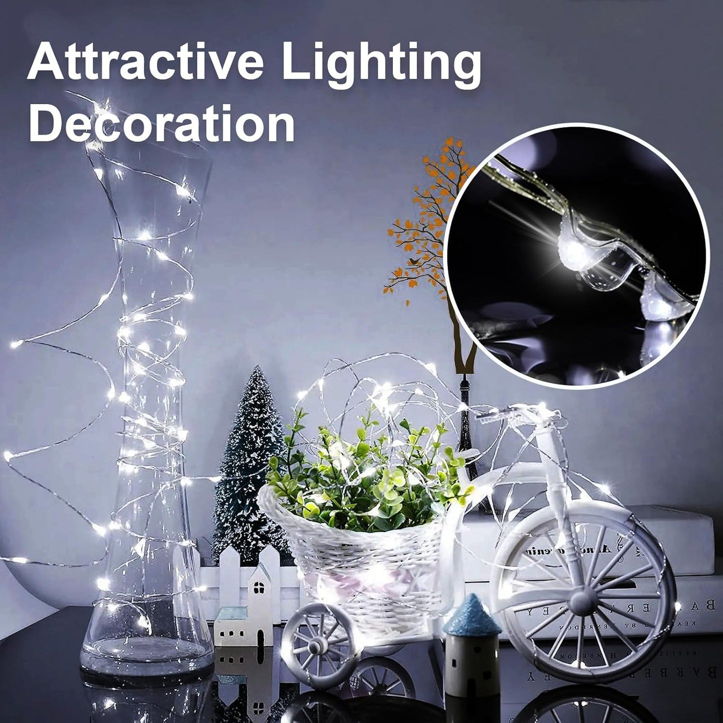 2 Pack 16Ft 50Leds Fairy Lights Mini Led String Lights Twinkle Lights for Easter Halloween Christmas Parties Wedding Table Centerpieces Decoration
