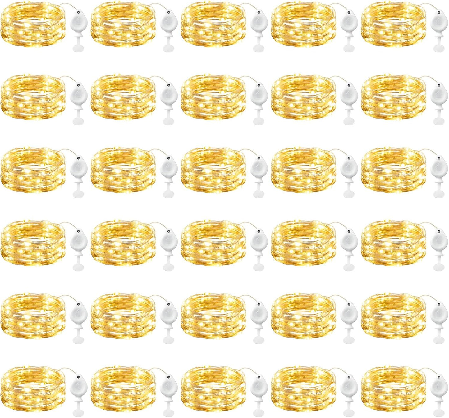 Brightown 30 Pack LED Fairy Lights Battery Operated String Lights, 7ft 20LED Waterproof Silver Wire String Lights, Firefly Starry Moon Lights for Mason Jars DIY Christmas Wedding Party Bedroom