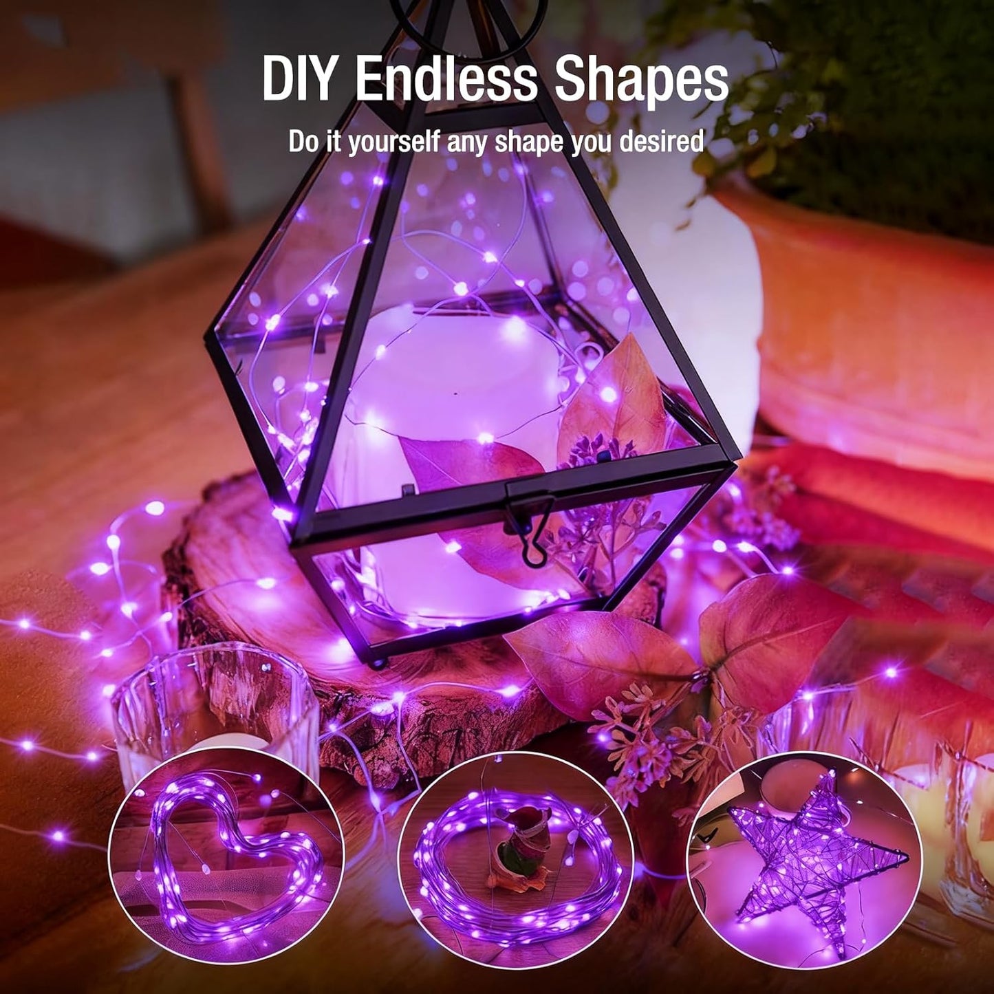 6 Pack Fairy Lights Battery Operated - 7ft 20 Led Twinkle Lights 3 Modes, Bulk Mini String Lights Waterproof for Halloween Holiday Mason Jars Vases DIY Decoration Christmas-Purple