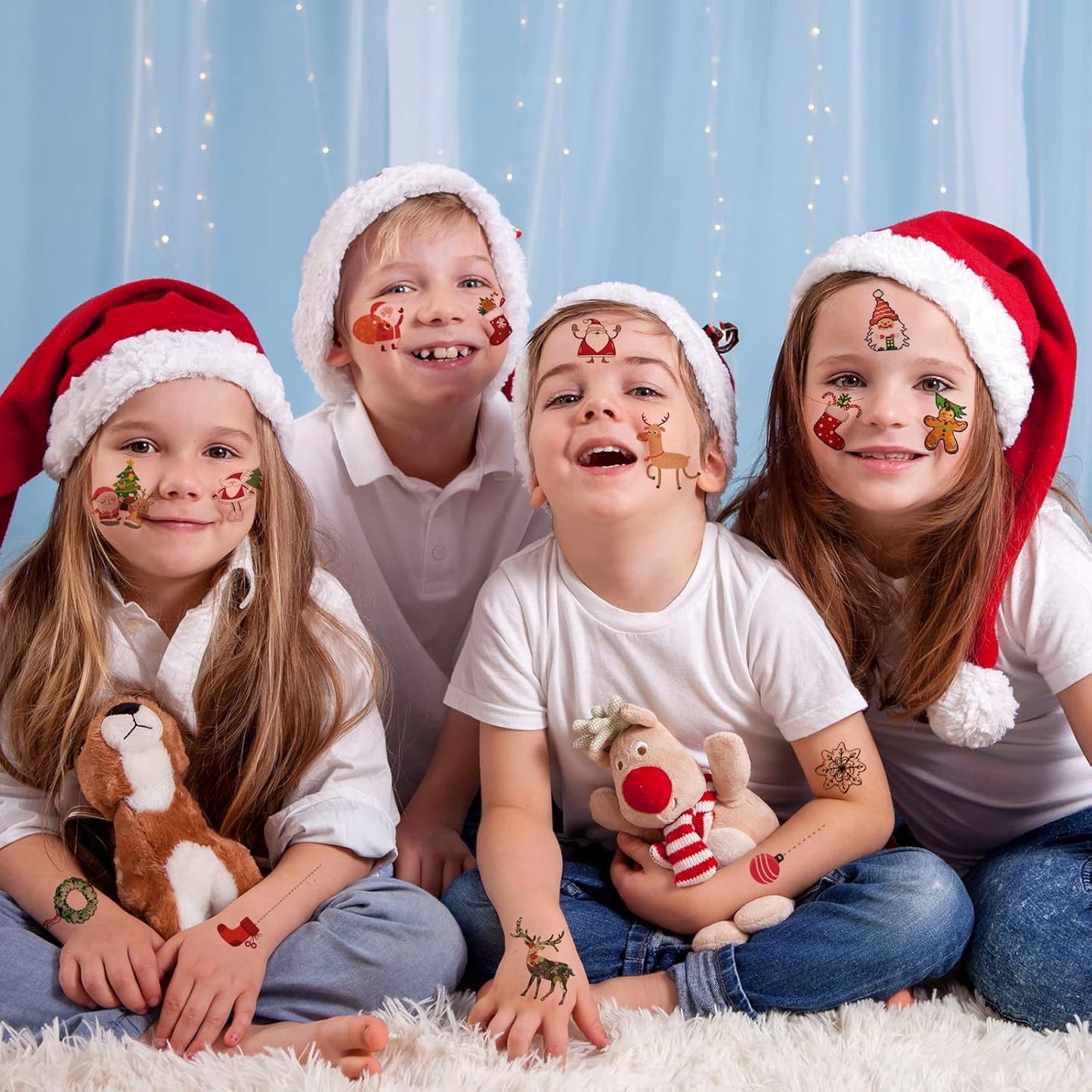 42 Sheets Christmas Temporary Tattoos for Kids - 260+ PCS Christmas Tattoos Cute Designs for Merry Christmas Party Favors, Stocking Stuffer, Christmas Eve Gift, Tree Lights, Santa for Christmas Party