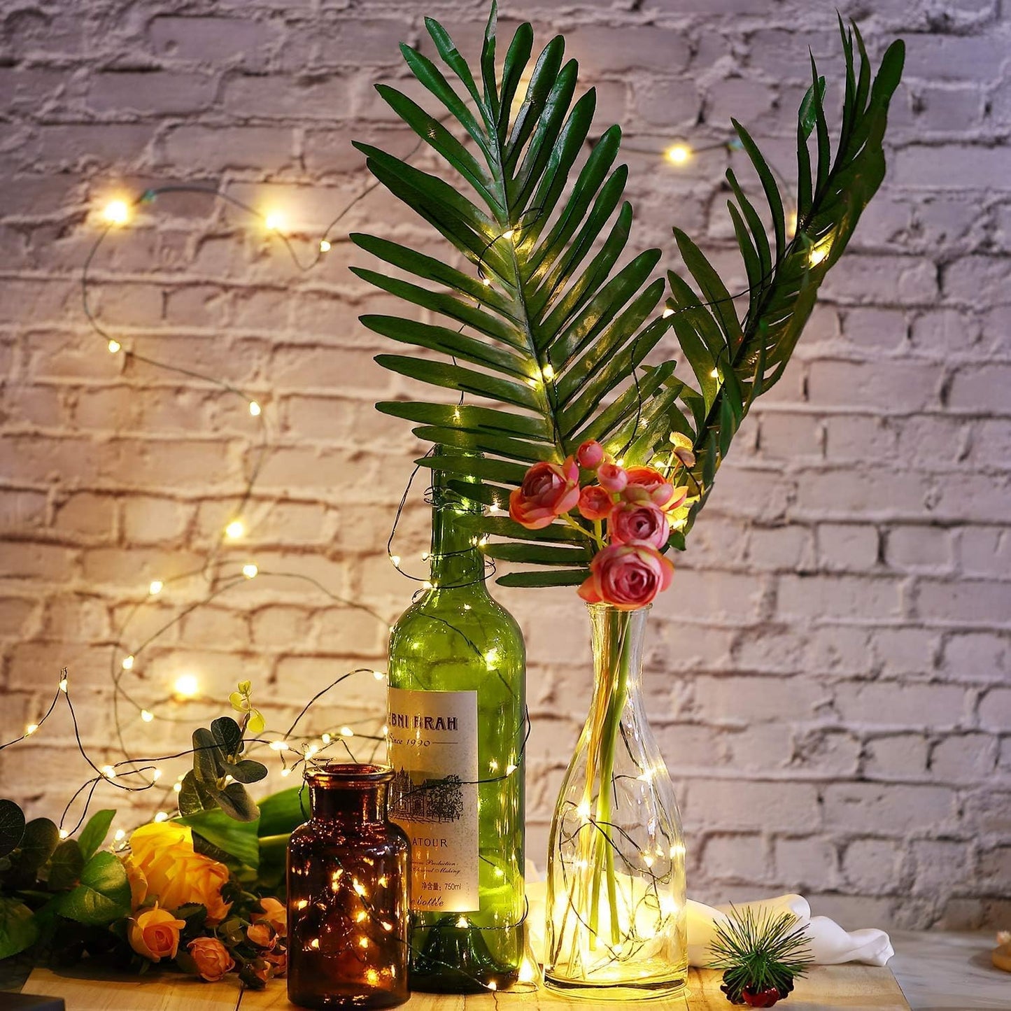 Battery Operated Starry Lights - 18FT 50 Micro LEDs, Warm White, Waterproof, Christmas Tree, Wreath, DIY Wedding