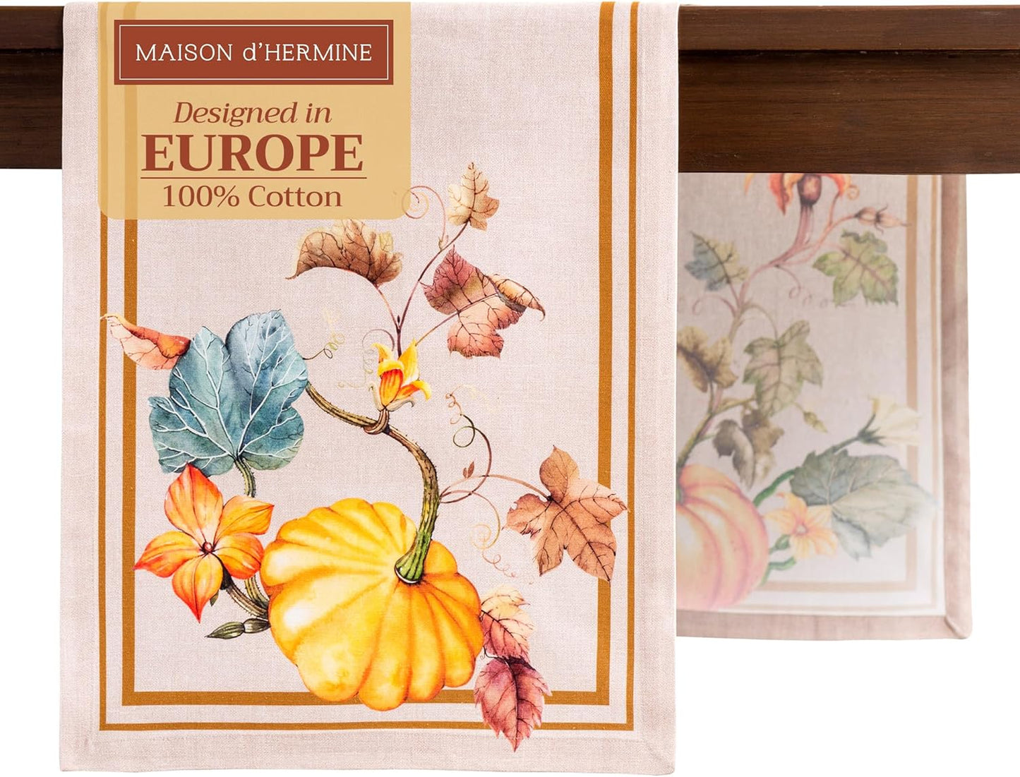 Maison d' Hermine Table Runner 100% Cotton Single Layer Table Runners 72 inches Long for Thanksgiving Christmas Decorations Home Kitchen Dining Party Wedding (Potiron, 14.5" x 72")