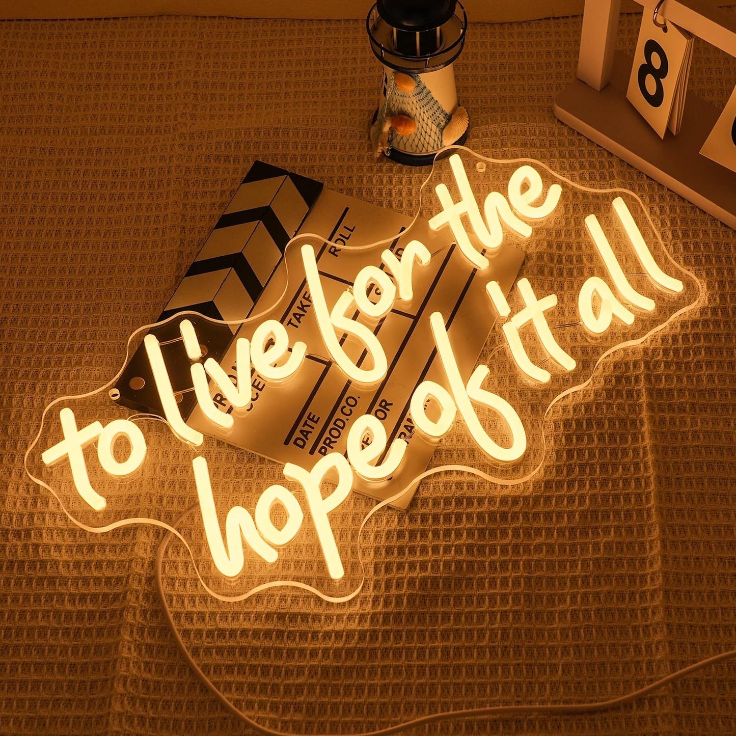 To Live For The Hope Of It All Neon Sign Letter Neon Light Warm White Led Neon Signs for Calssroom Hospital Bedroom Decoration