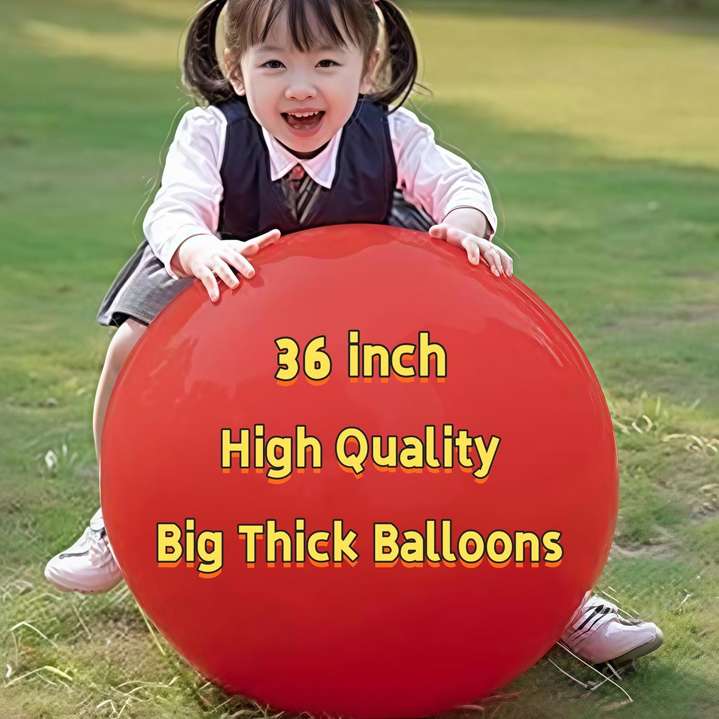 Giant Heavy-Duty 36-Inch Balloons - Latex/Vinyl Material, Rainbow/Multicolor/Soft Color Scheme, 10-Pack Bulk Round Water Balloons, Ideal for Parties, Weddings, and Outdoor Decorations