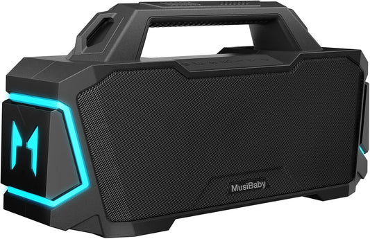 Bluetooth Speaker,Musibaby M1 Portable Bluetooth Speakers:Loud Stereo Sound with Subwoofer,Deep Bass,IPX6 Waterproof,Wireless Speaker with BT5.3,Dual Pairing,24H+ Playtime for Outdoor,Beach(Blk)
