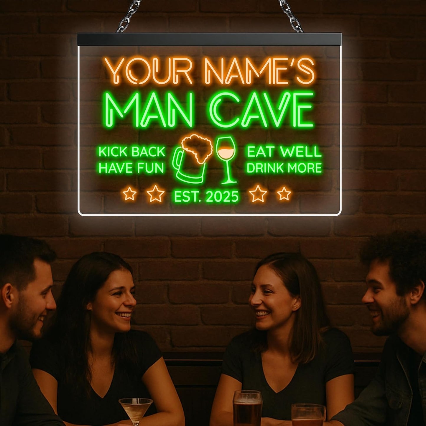 Custom Bar Neon Sign Personalized LED Signs for Man Cave Cool Home Bar Lighted Acrylic Table for Men Lounge Workshop Garage Poker Billiards Tavern Wall Decor Gifts