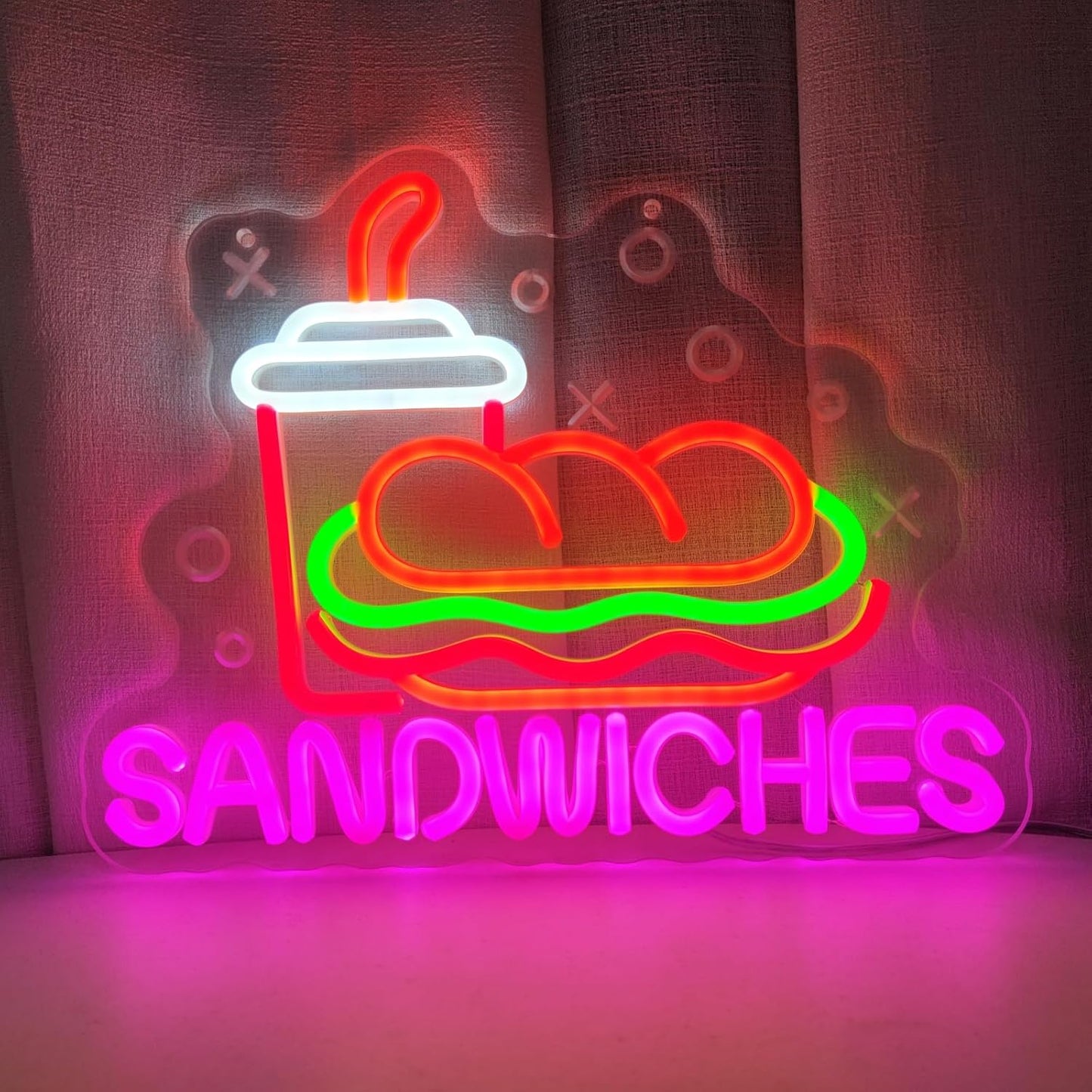 Sandwiches Neon Sign Sandwich Neon Signs for Wall Decor, Food Drinks LED Lights for Restaurant Food Shop Kitchen Party Dinner Decor, 13.3" x 10.3"