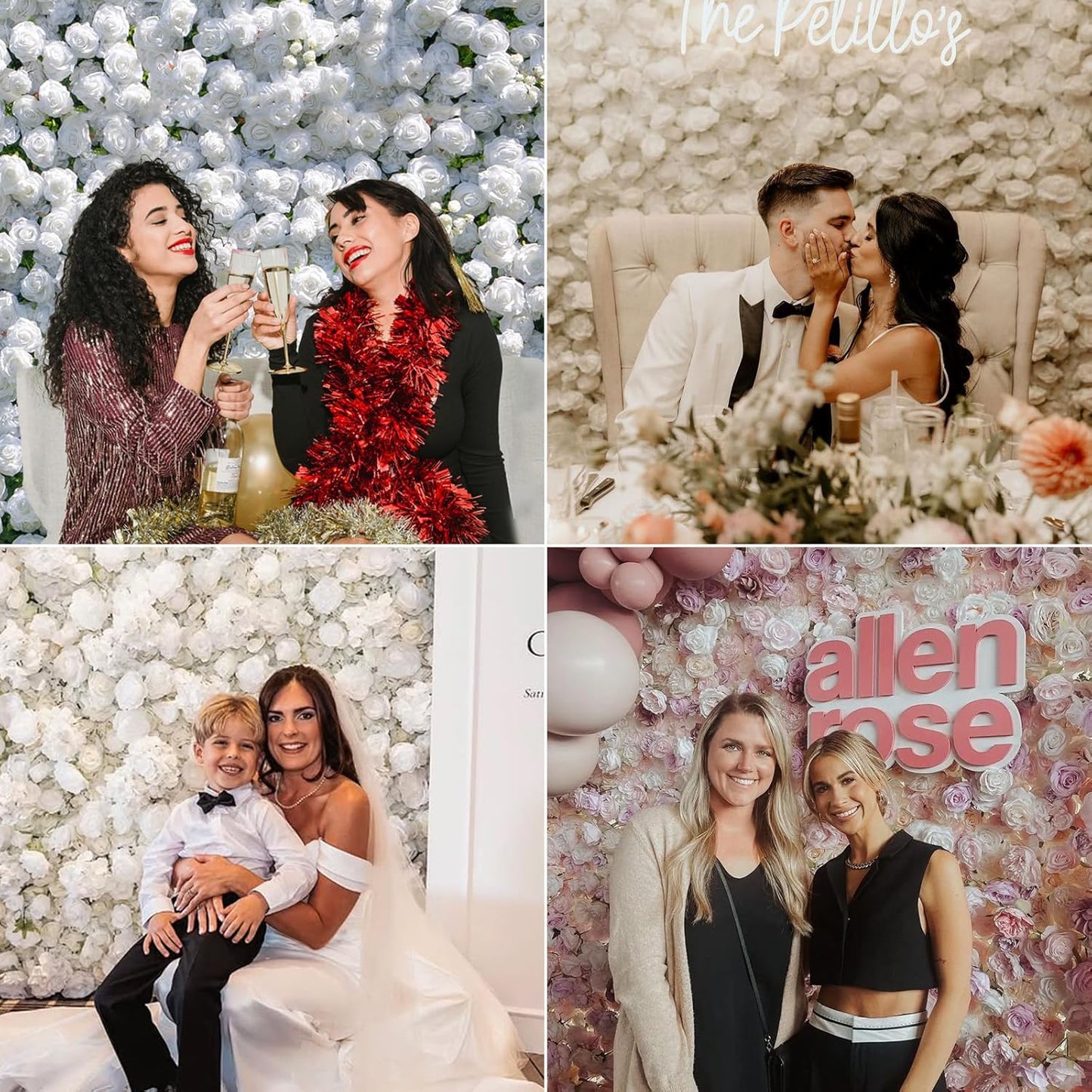 Artificial Flower Wall Panels, Gorgeous 5D Silk Luxury Floral Backdrop Decor for Wedding Celebrations, Festive Party and Home Decorating, Quick Assembly and Storage, 4ft*8ft