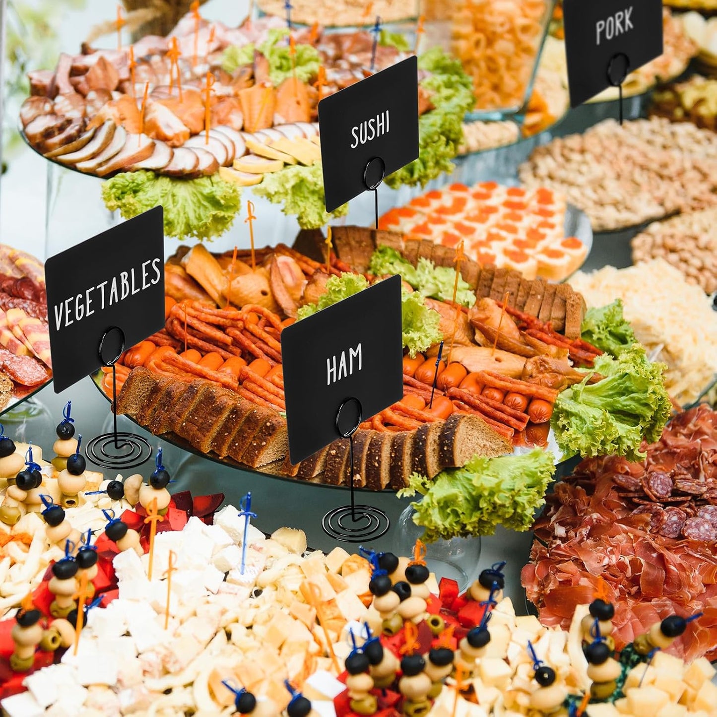 TecUnite 12 Pcs Mini Chalkboard Signs, 4"x3" Small Chalkboard Label with Metal Stand 2 Water Based Chalk for Food Buffet Tabletop Blackboard Sign for Party Bakery(Black,3.4 x 1.6 in)