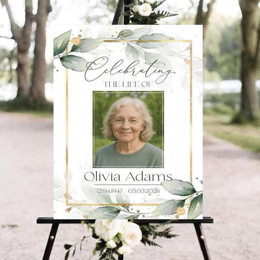 Personalized Funeral Welcome Signs, Celebration Of Life Yard Sign, Celebration Of Life Decoration, Custom Memorial Signs, Minimalist Celebrate of Lifes Sign With Photo, Memory Signage For Funerals #25