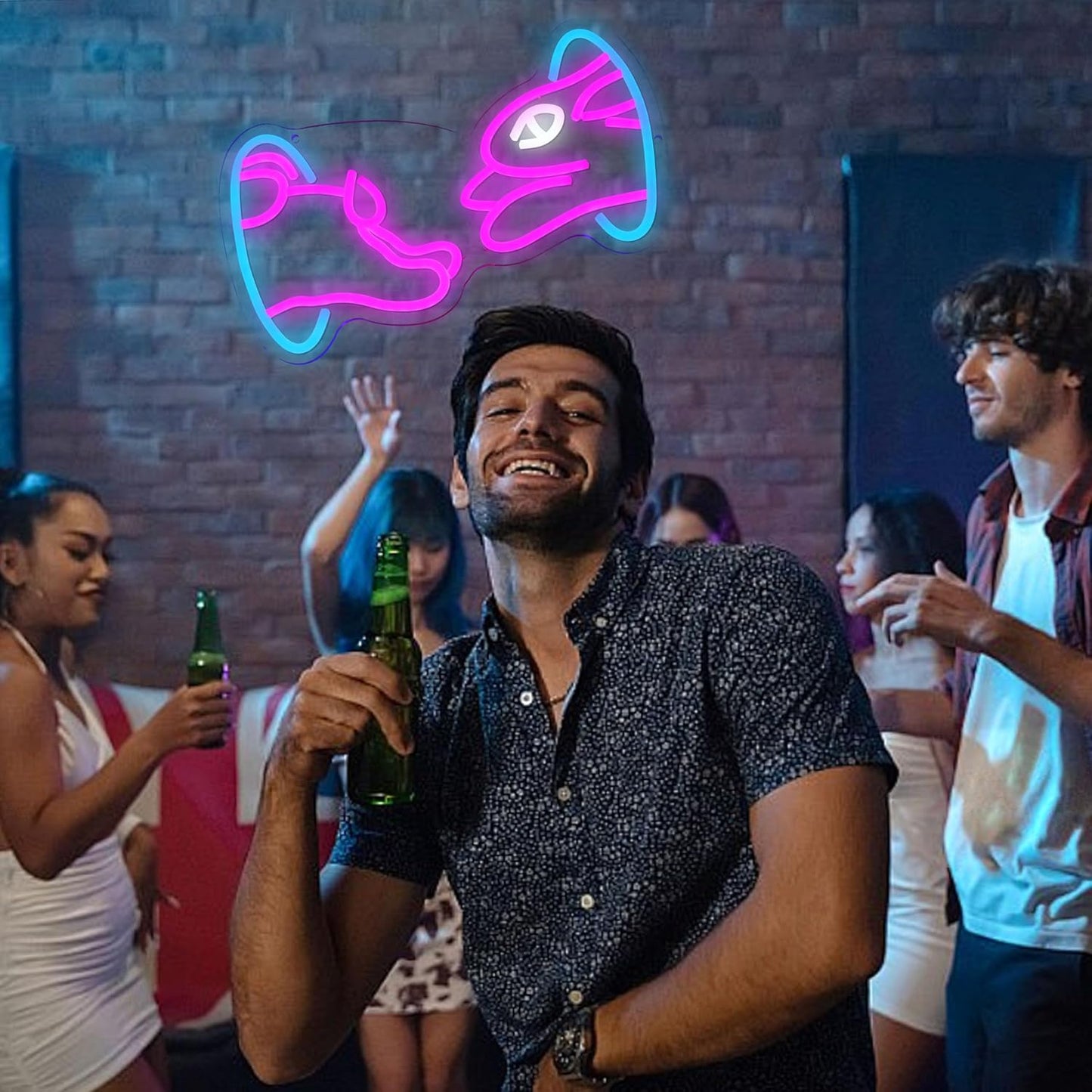 Easter Bunny Neon Sign Trendy Bunny Crossing Hole LED Light Sign for Wall Decor Dimmable Pink Rabbit Neon Light Sign for Bedroom Classroom Bar Man Cave Birthday Party Easter Gift Boy Girl