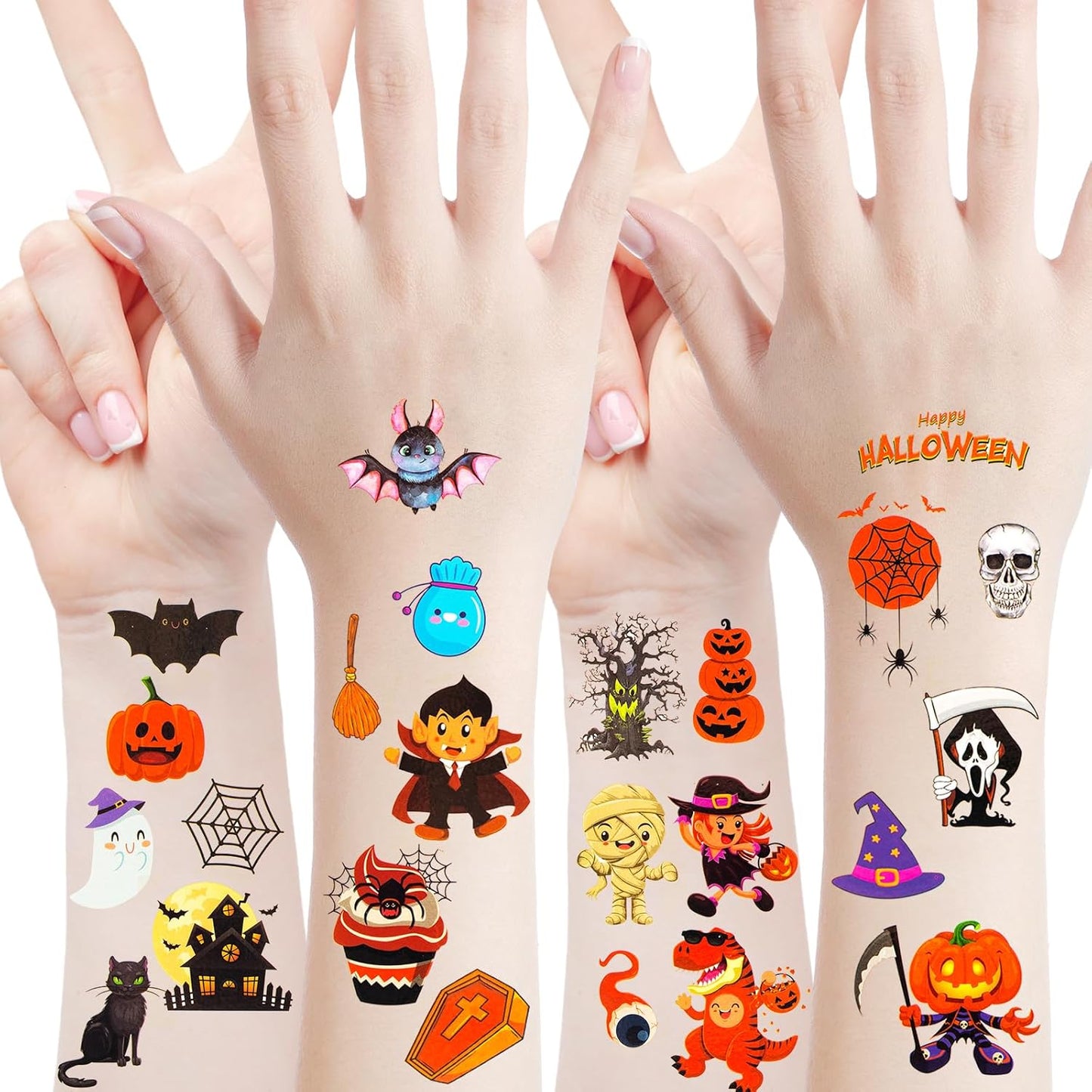 Tattoos for Kids, 300+ Mixed Styles Halloween Temporary Tattoos Stickers Set for Girls and Boys, Tattoos for Kids Birthday Party Decorations Supplies Halloween Goodie Bag Fillers