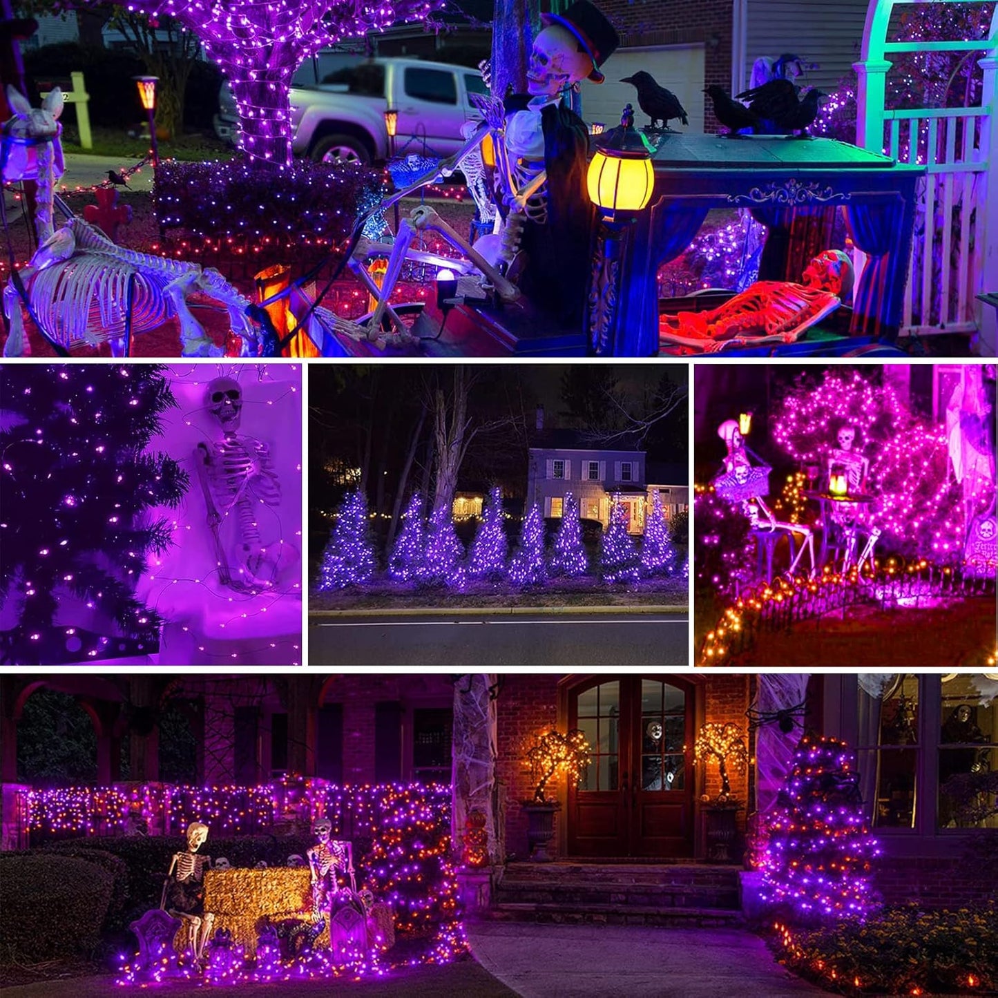 66Ft 200 LED Halloween Fairy Lights Plug in, 8 Modes String Lights with Timer for Outdoor & Indoor, Waterproof Twinkle Lights for Bedroom Garden Party Carnival Supplies Halloween Decorations (Purple)