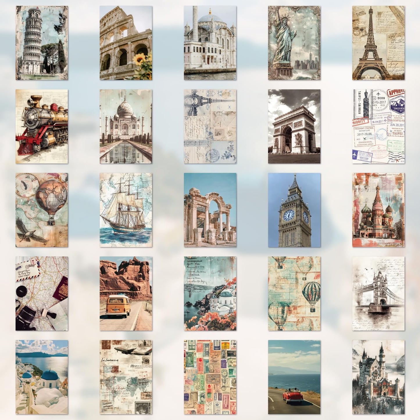 57 Sheets Vintage Travel Scrapbook Sticker Book, 500+ Vintage & Modern Stickers for Scrapbooking, 25 Pcs Ephemera Papers Art Scrapbook Supplies for Adults Teens Women Girls Junk Journal Journaling