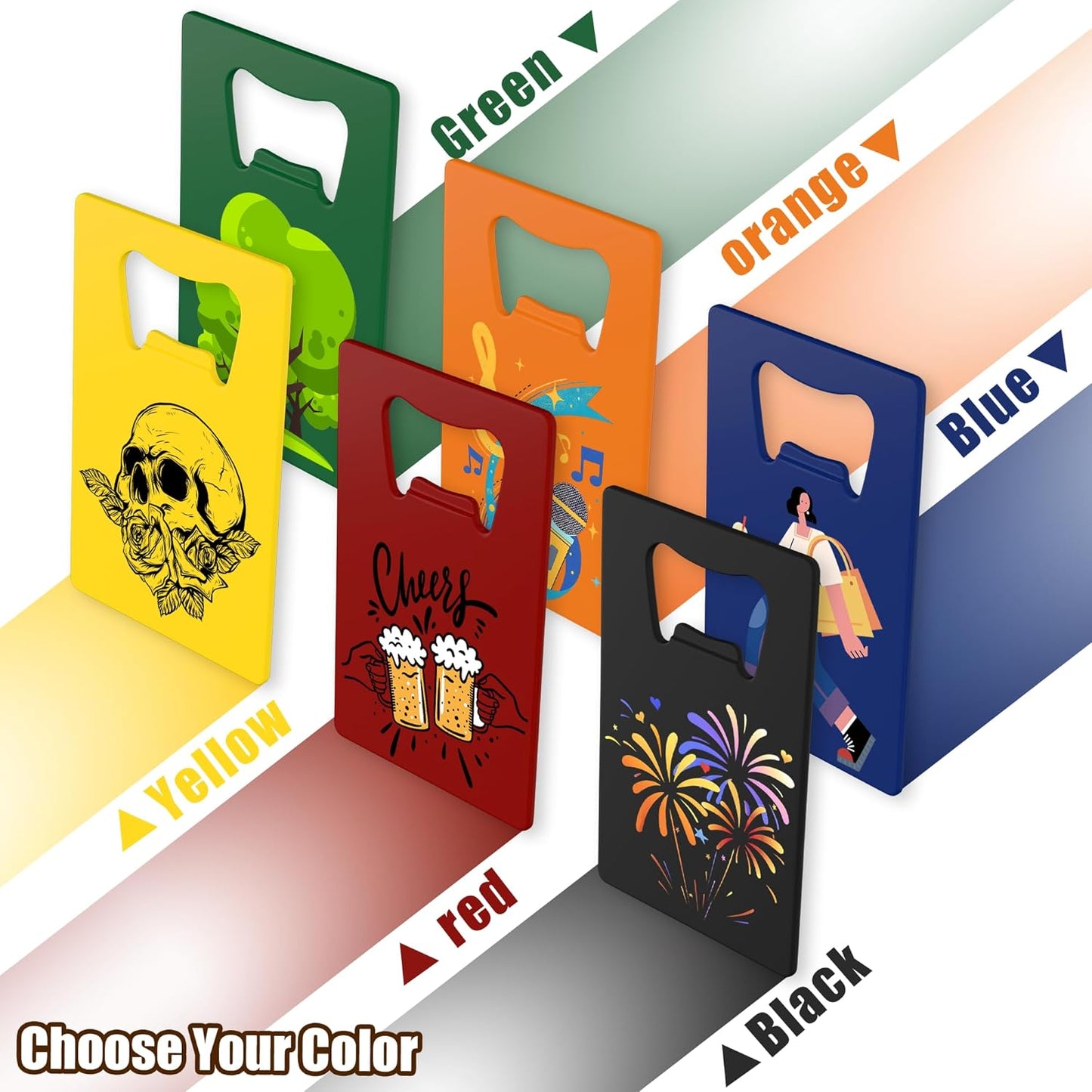 4-100 Pcs Personalized Bottle Opener, Custom Stainless Steel Credit Card Bottle Opener, Full Color Print for 6 Color, Design Your Text Logo for Bar, Wedding, Anniversaries, Party (Green)