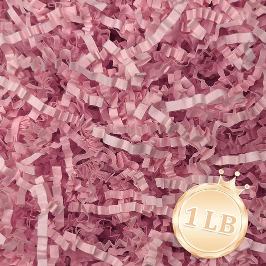 Zankubom 1 LB Pink Crinkle Cut Paper Shred Filler Great for Gift Wrapping, Basket Fillers, Birthday, Gift Wrapping,Halloween Thanksgiving Christmas Wedding Party Decor Filling Supplies