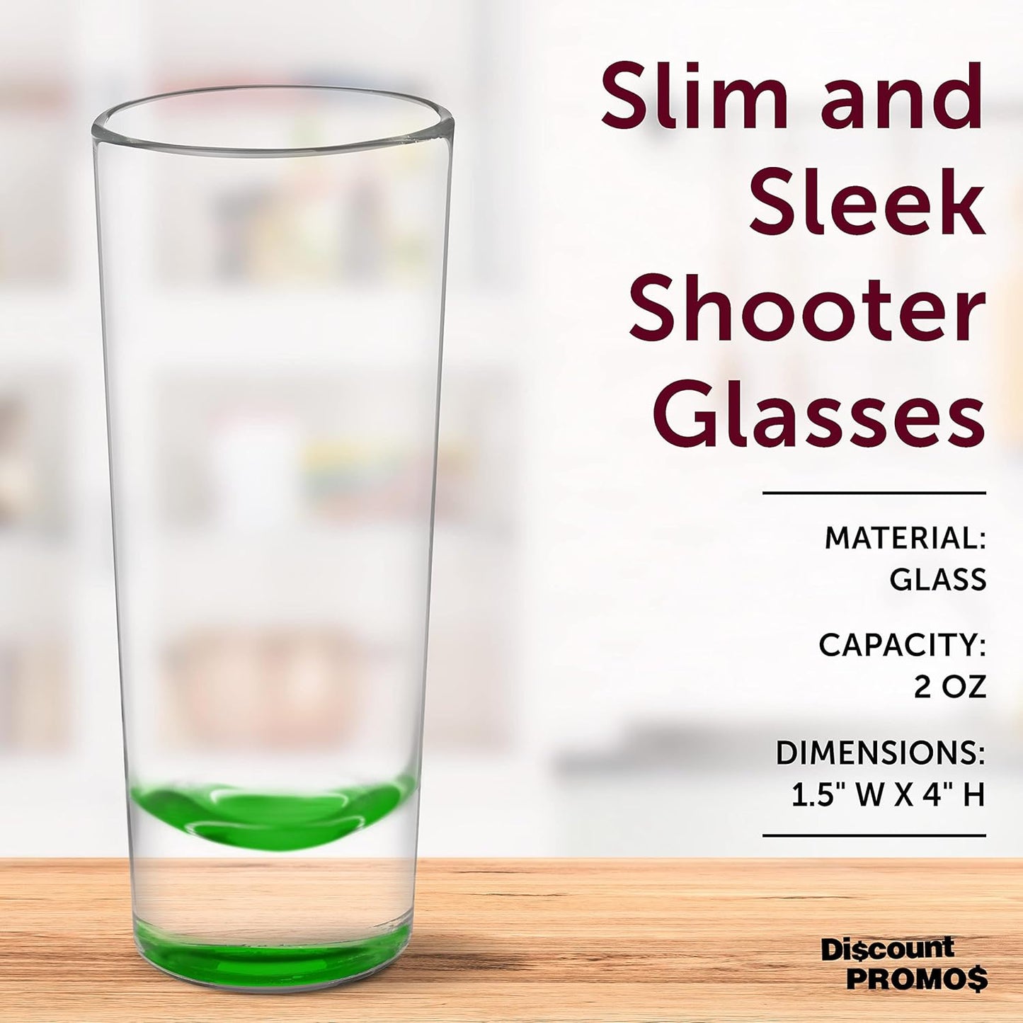 DISCOUNT PROMOS Cordial Shooter Shot Glasses 2 oz. Set of 10, Bulk Pack - Great for Birthdays, Parties, Indoor & Outdoor Events - Green