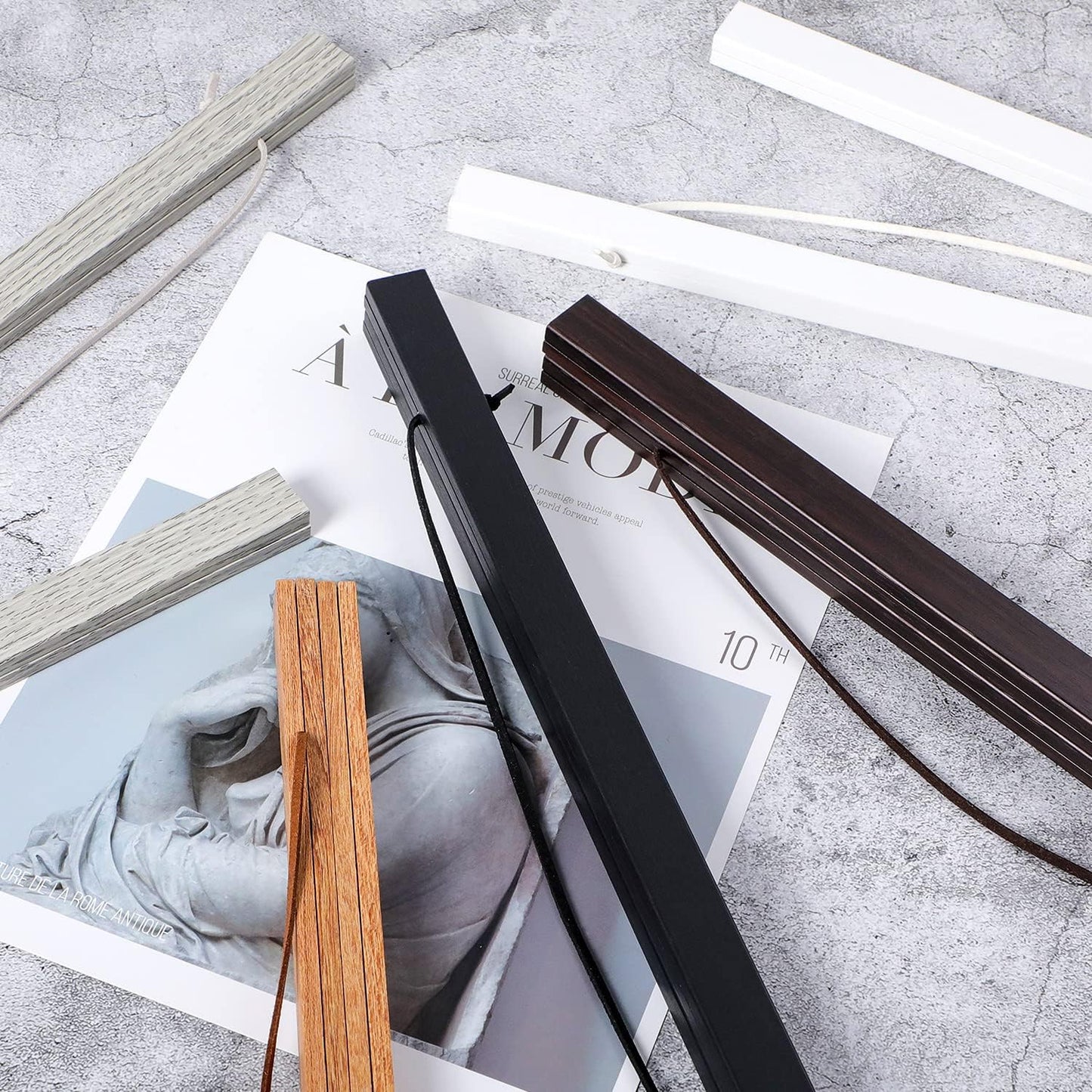 Magnetic Poster Hanger, 31 x 21 31x23 31 x 24 Poster Frame Wood Wooden Magnet Print Posters Dowel Scroll Hanger Hangers Hanging Kit for Walls Map Canvas Artwork (Black, 31")