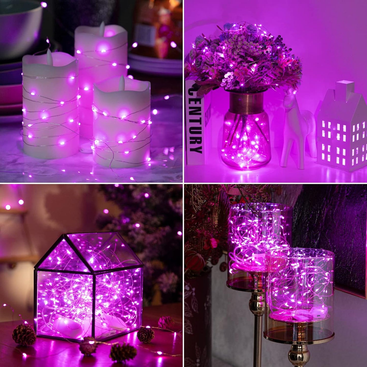 HXWEIYE 12 Pack 7ft 20LED Pink Fairy Lights Battery Operated for Mason Jar DIY Wedding Party Bedroom Patio Christmas Décor