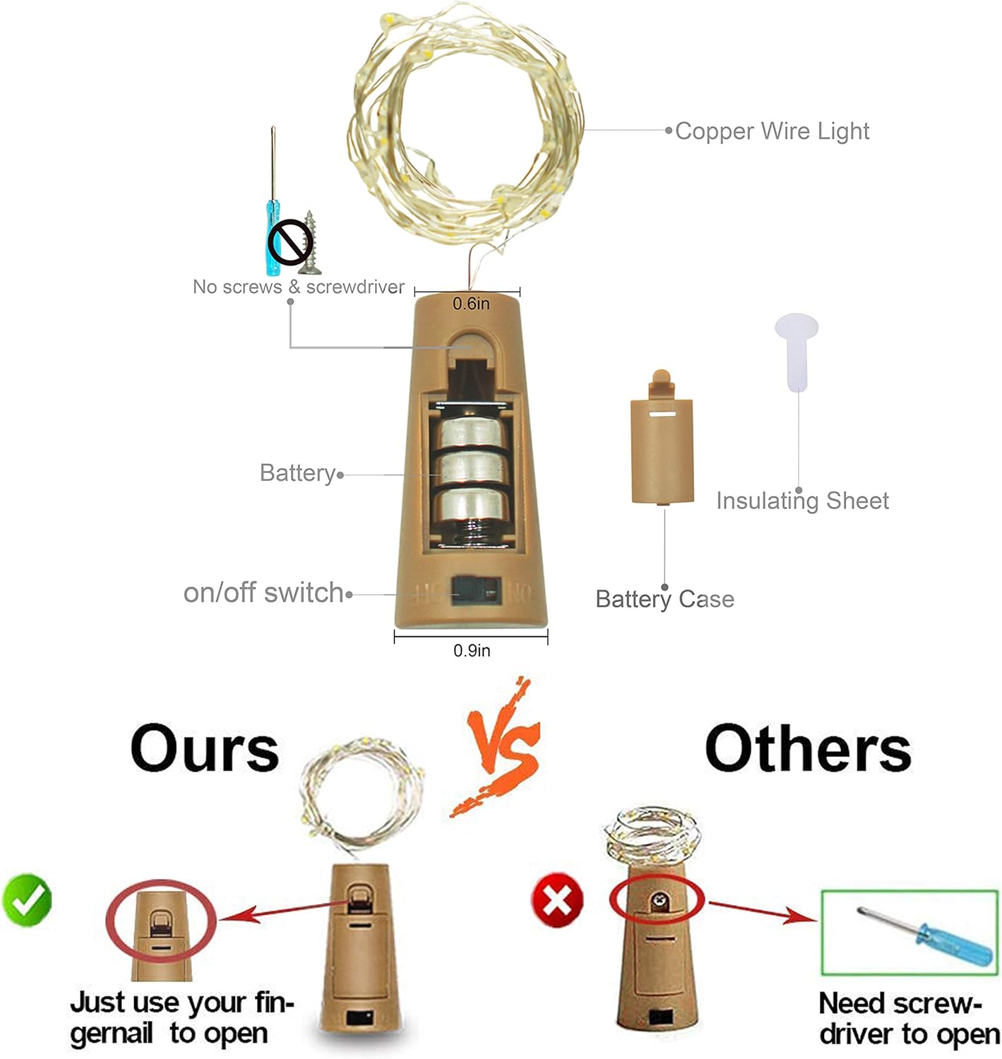 Wine Bottle Lights with Cork, Battery Operated 20 LED Cork Shape Silver Wire Colorful Fairy Mini String Lights(No Bottles) for DIY, Party, Decor, Christmas, Halloween,Wedding (6, Cool White)