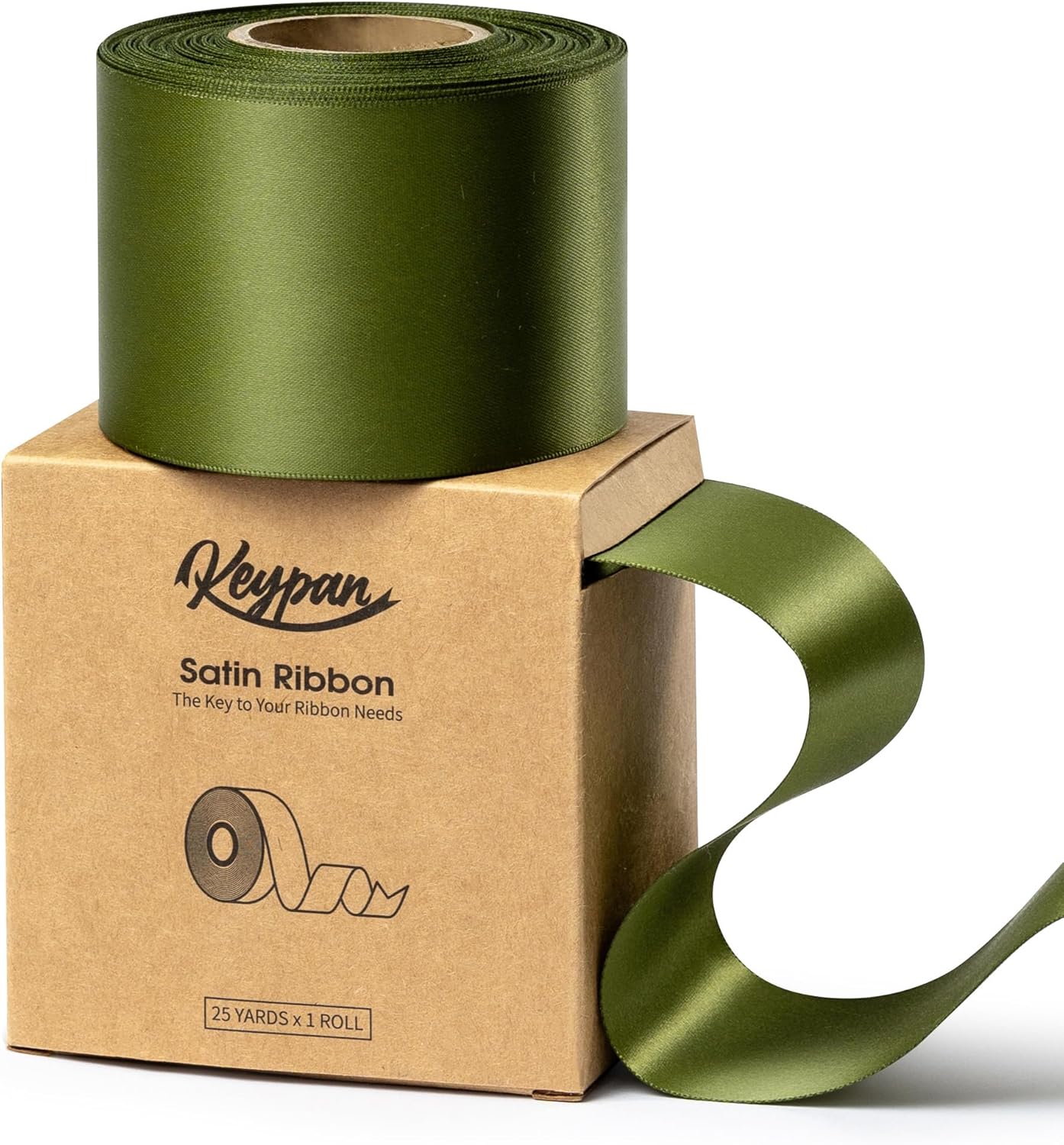 Moss Green 2.5 Inch Double-Faced Satin Ribbon 25 Yards for Gift Wrapping Crafts Flower Bouquet Invitations Holiday Decorating