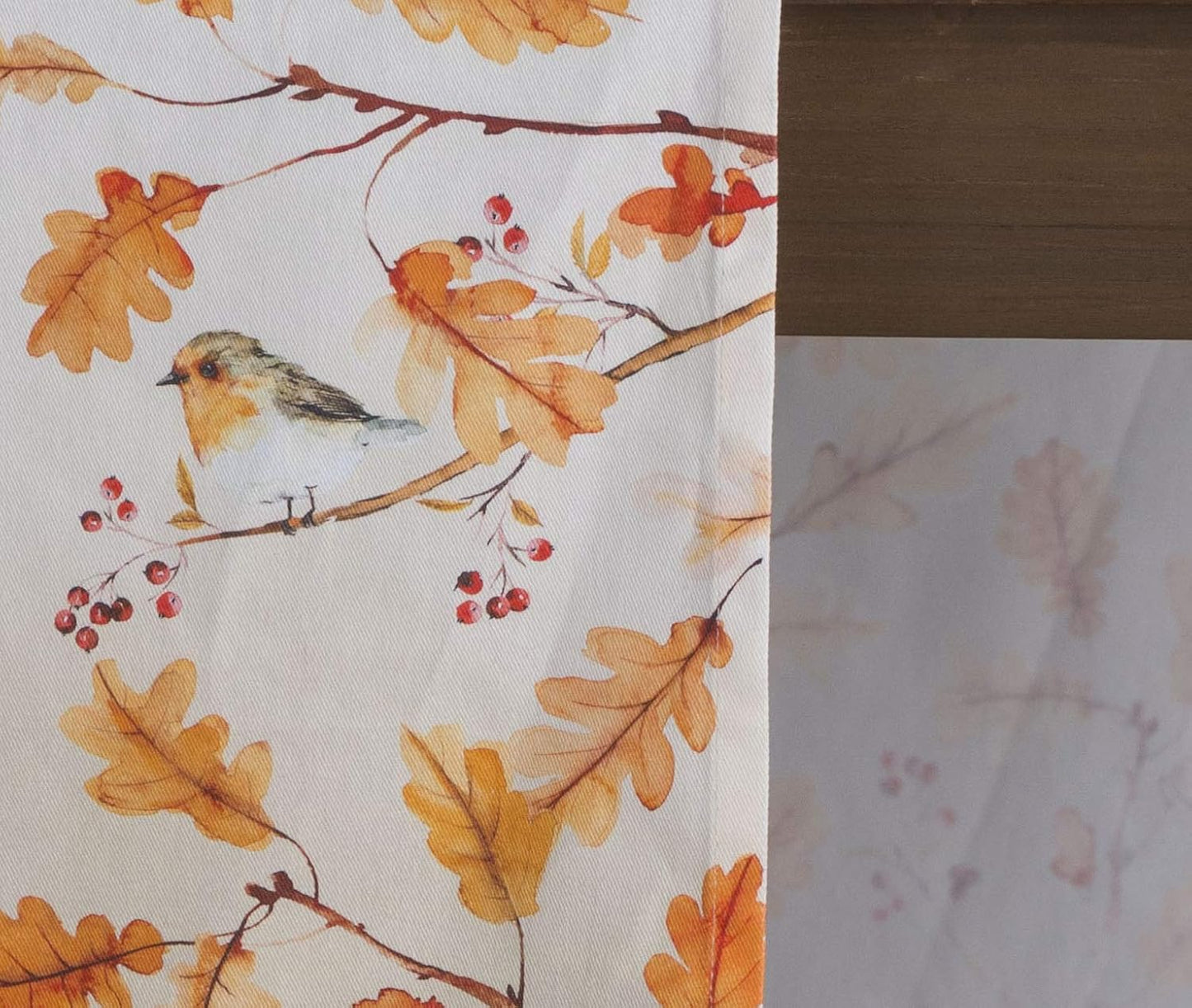 Maison d' Hermine Table Runner 100% Cotton Single Layer Table Runners 60 inches Long for Thanksgiving Christmas Decorations Home Kitchen Dining Party Wedding (Oak Leaves, 14.5" x 60")