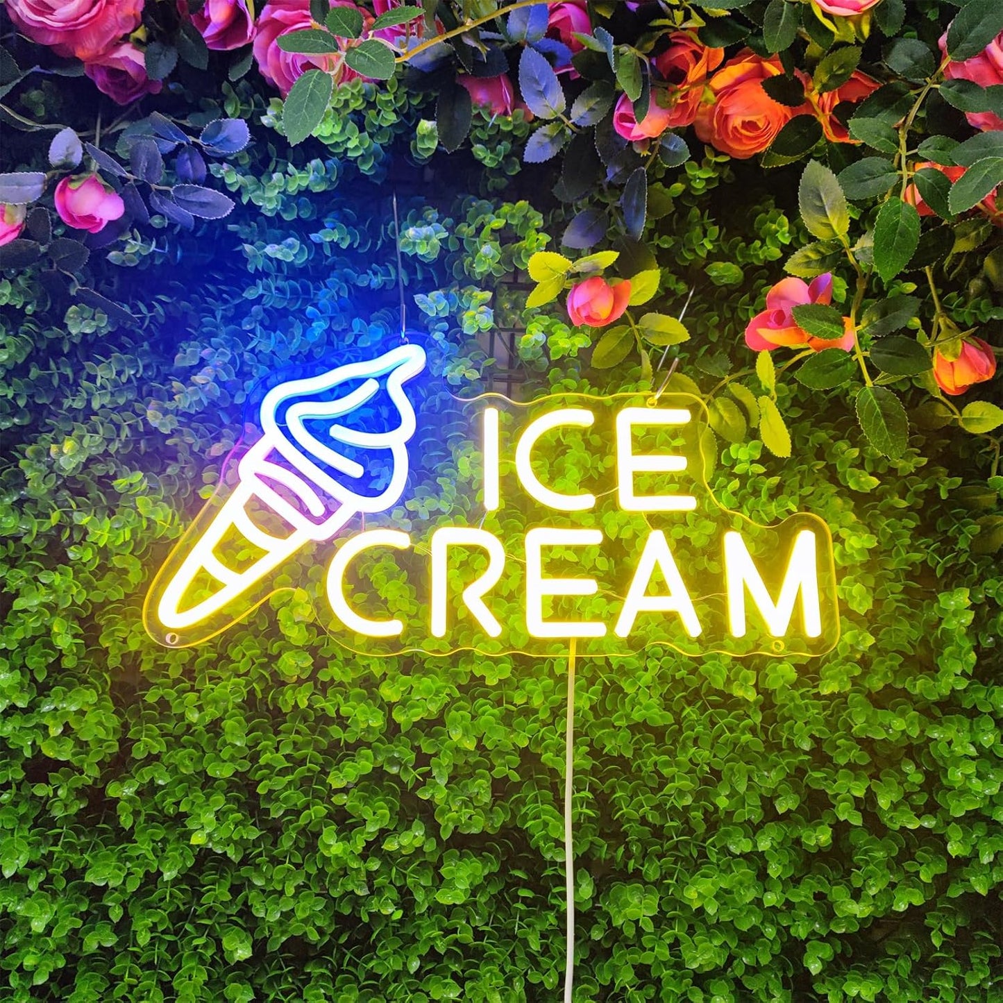 Ice Cream Neon Sign Ice Cream Light Ice Cream Signs for Business, Ice Cream Bar Sign Decor for Drinking Bar Party Bedroom Decoration Birthday Gift, 15.7"" x 7.8""