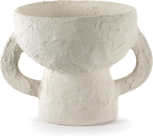 Serax Decorative Vase with Handles | Earth interior accessories by Marie Michielssen | White Paper Mache Home Decor Living Room on Coffee Table | Kitchen Decorations | Entryway Table Decor Shelf Pot S