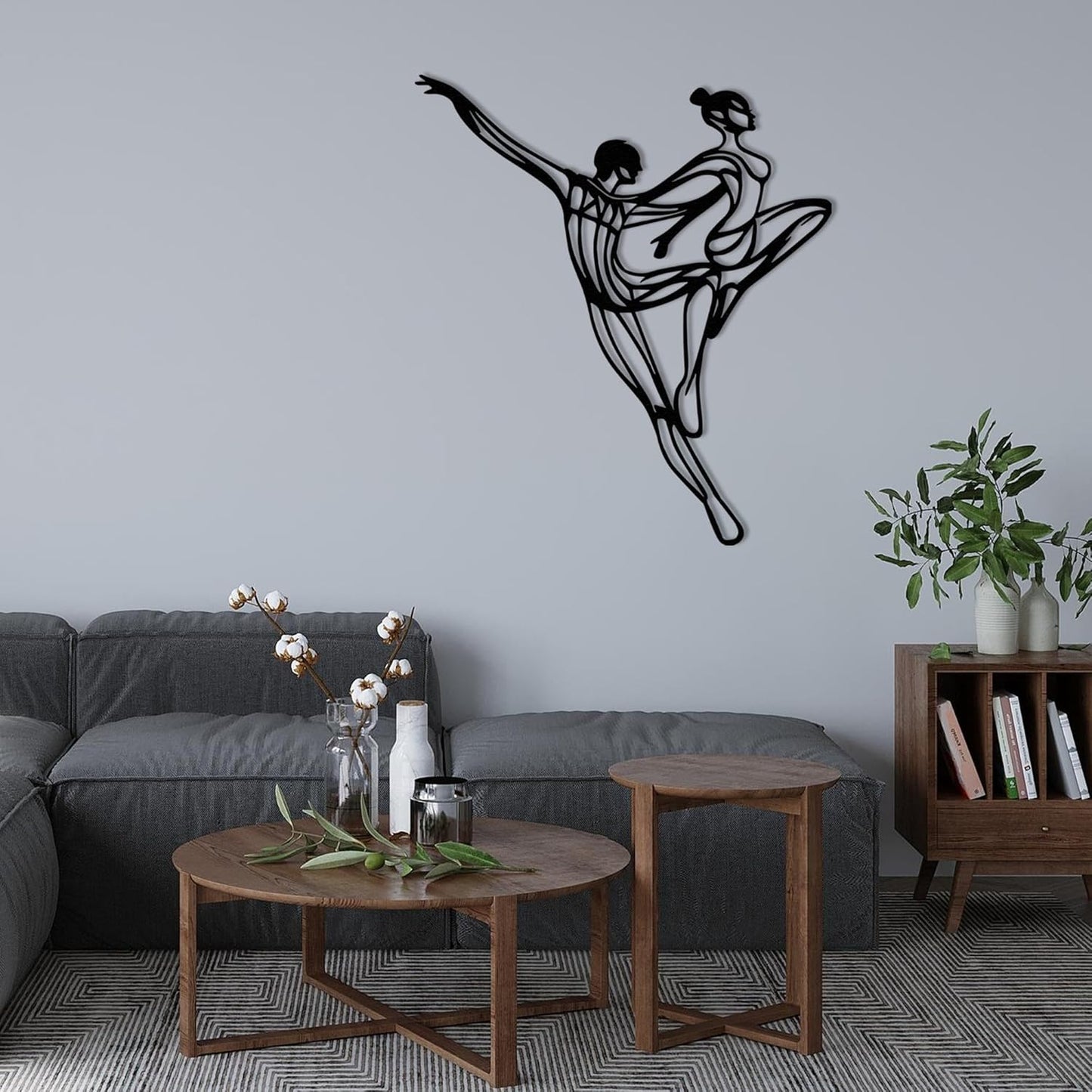Wita Home Dancing Couple Metal Wall Art, Modern Minimalist Line Art Sculpture, Over the Bed Home Décor, Elegant Ballet-Inspired Design, Metal Wall Sculpture for Living Room, Bedroom (47x39 inches)