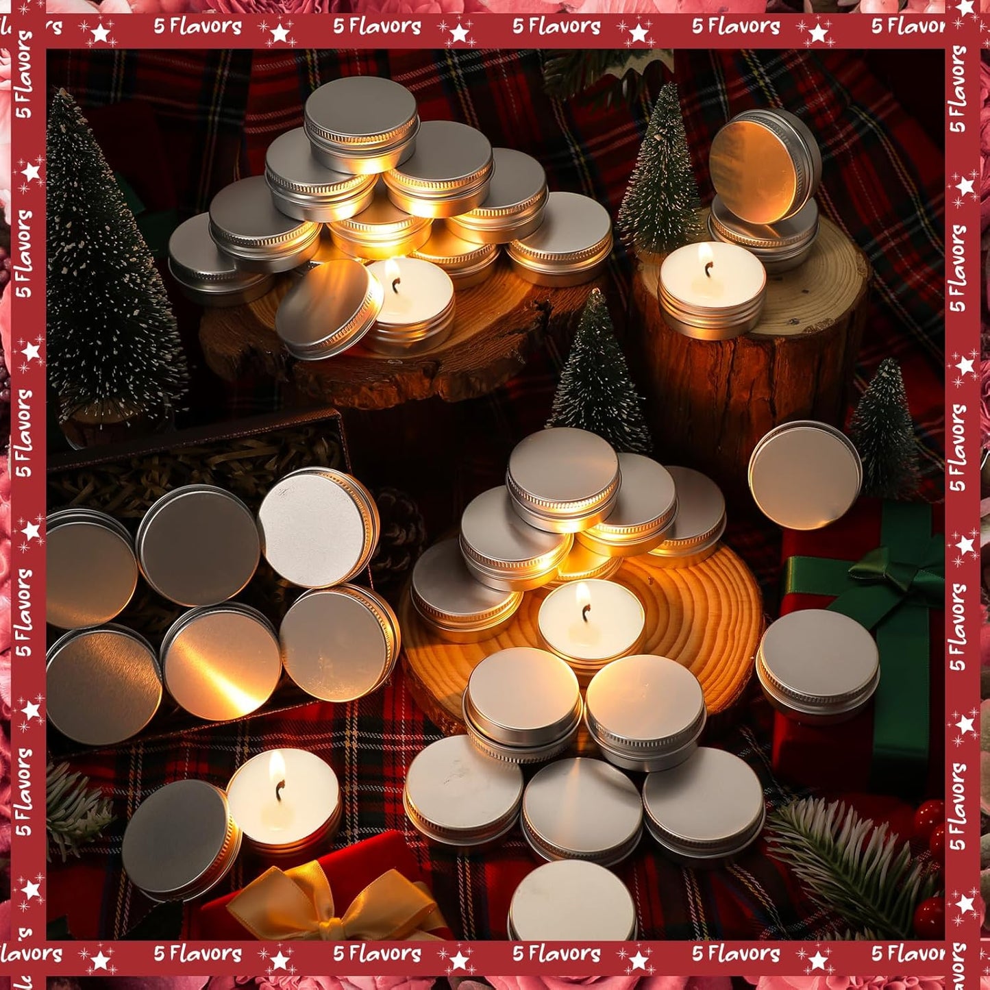 MTLEE 50 Pcs Wedding Scented Candles Gift Travel Tin Candle Aromatherapy Candle for Christmas Winter Baby Shower Favors Wedding Gifts(Christmas Flavor)