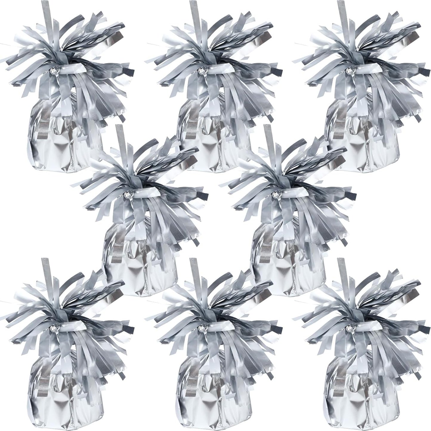 8 Pcs Silver Metallic Balloon Weights Holder Anchors Balloon Holder Weights for Helium Balloons Birthday Graduation Party Christmas Wedding Celebration Decoration (Silver)