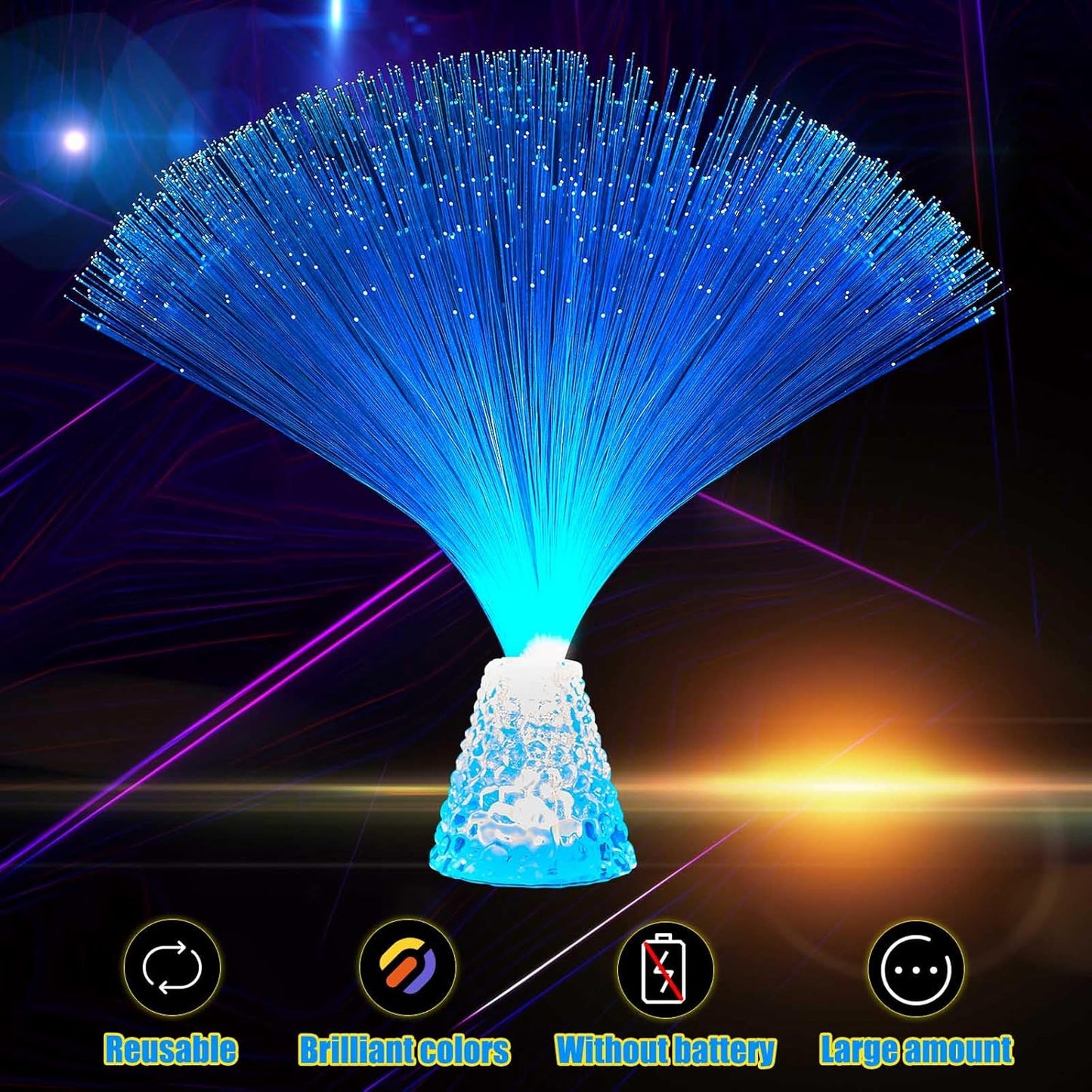 Patelai 10 Pcs LED Fiber Optic Lamp Color Changing Fiber Optic Night Light with Multicolor Glow Decorative Table Centerpiece for Sensory Bedroom Halloween Party Holiday Decorations (Crystal,Blue)