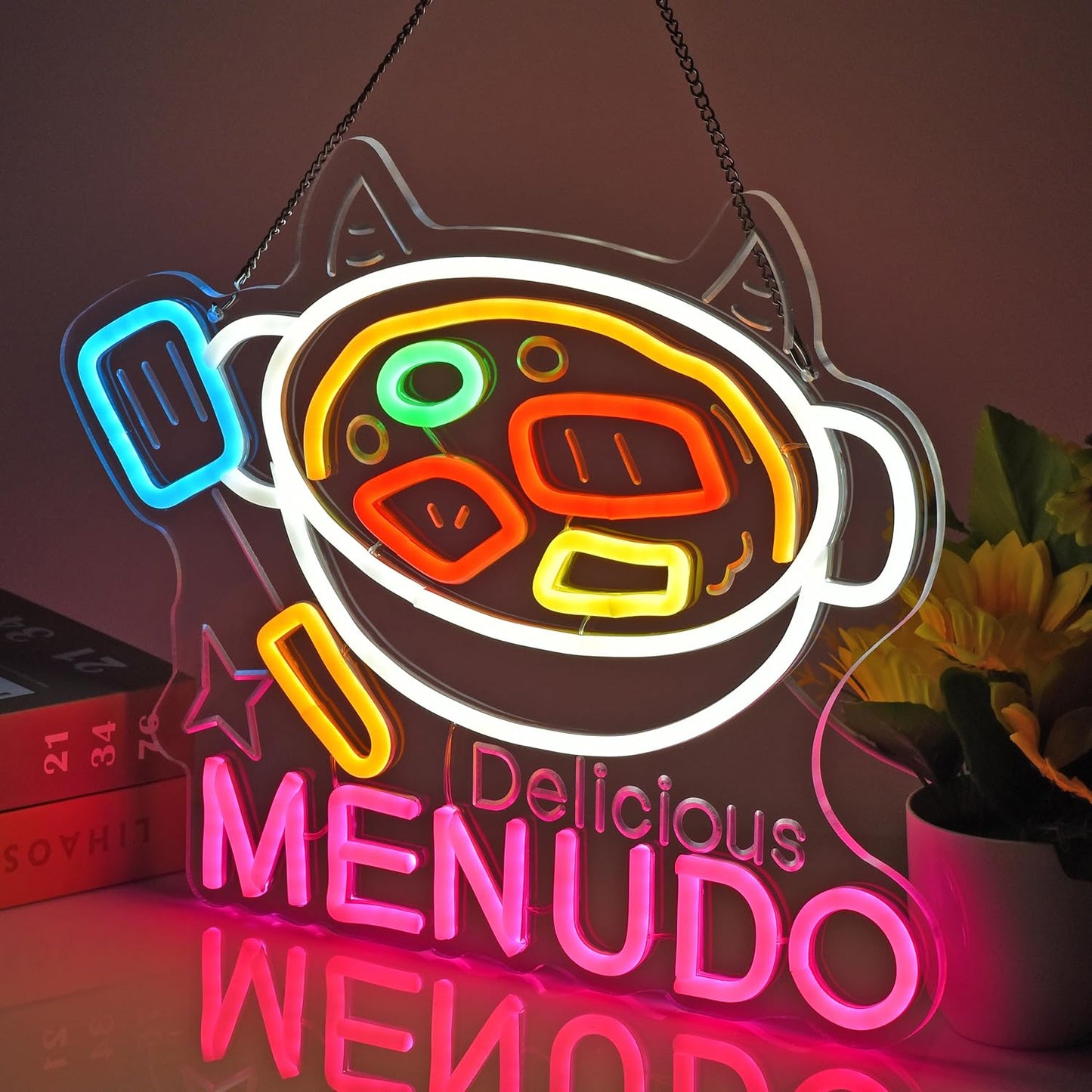 CNBEYOUNG Menudo Neon Sign, Neon Lights Hanging Wall Art Decoration for Mexican Restaurant Shop Bar Cafe Kitchen Party Home Decor, USB Powered Ultra Bright Dimmable,15.43x 12.2inches