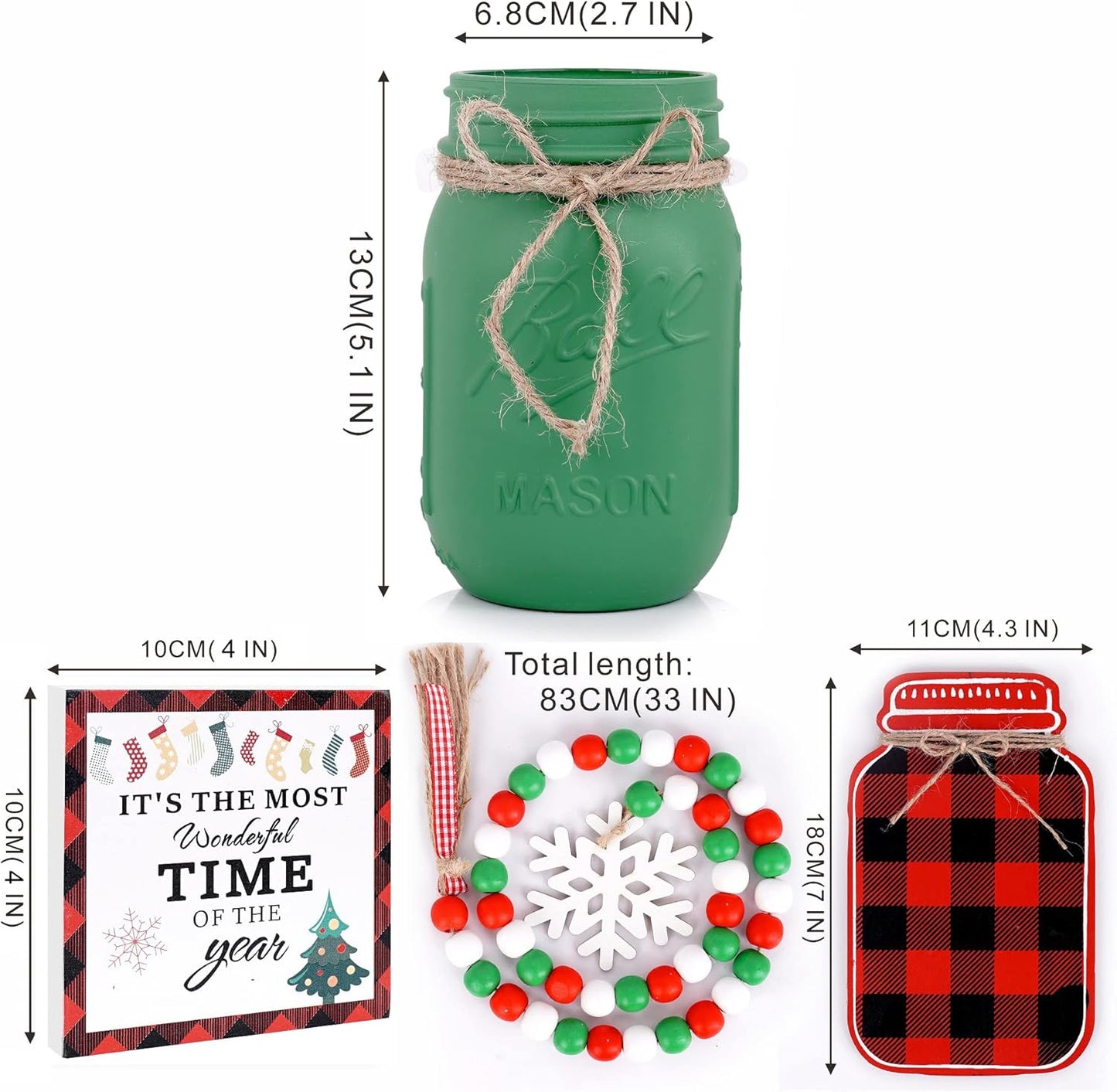 Christmas Centerpiece, Christmas Decor Mason Jars, Centerpiece Table Decorations, Christmas Tree Decor, Home Mantle Decor, Christmas Coffee Table Decor, Holiday Table Centerpieces Bulk – 6PC