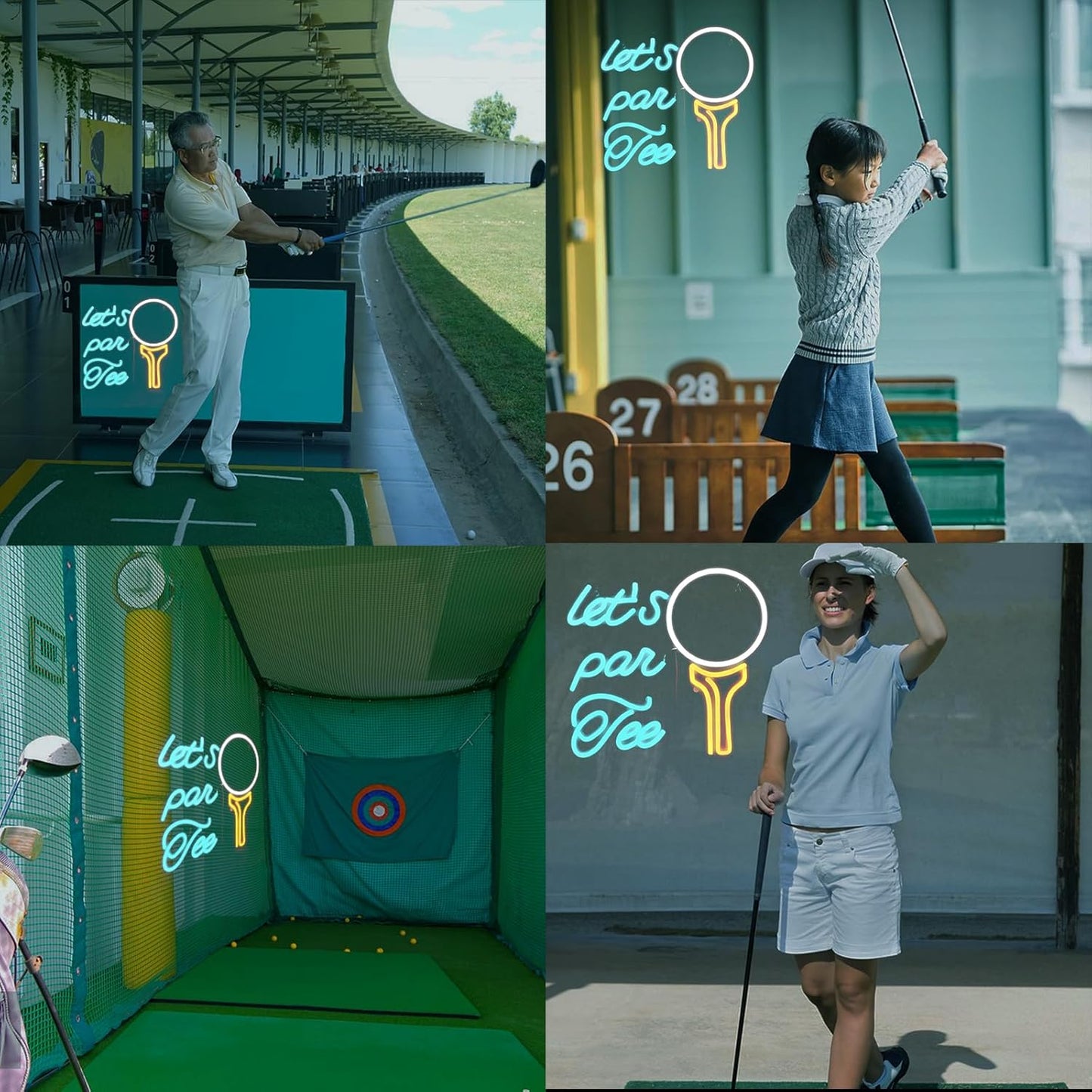 Let's Par Tee Neon Sign Golf Club Led Neon Lights for Wall Decor Light Up Signs For Sports Golf Shop Living Room Bedroom Home Bar Club Man Cave Gym Birthday Party Decorations Gifts