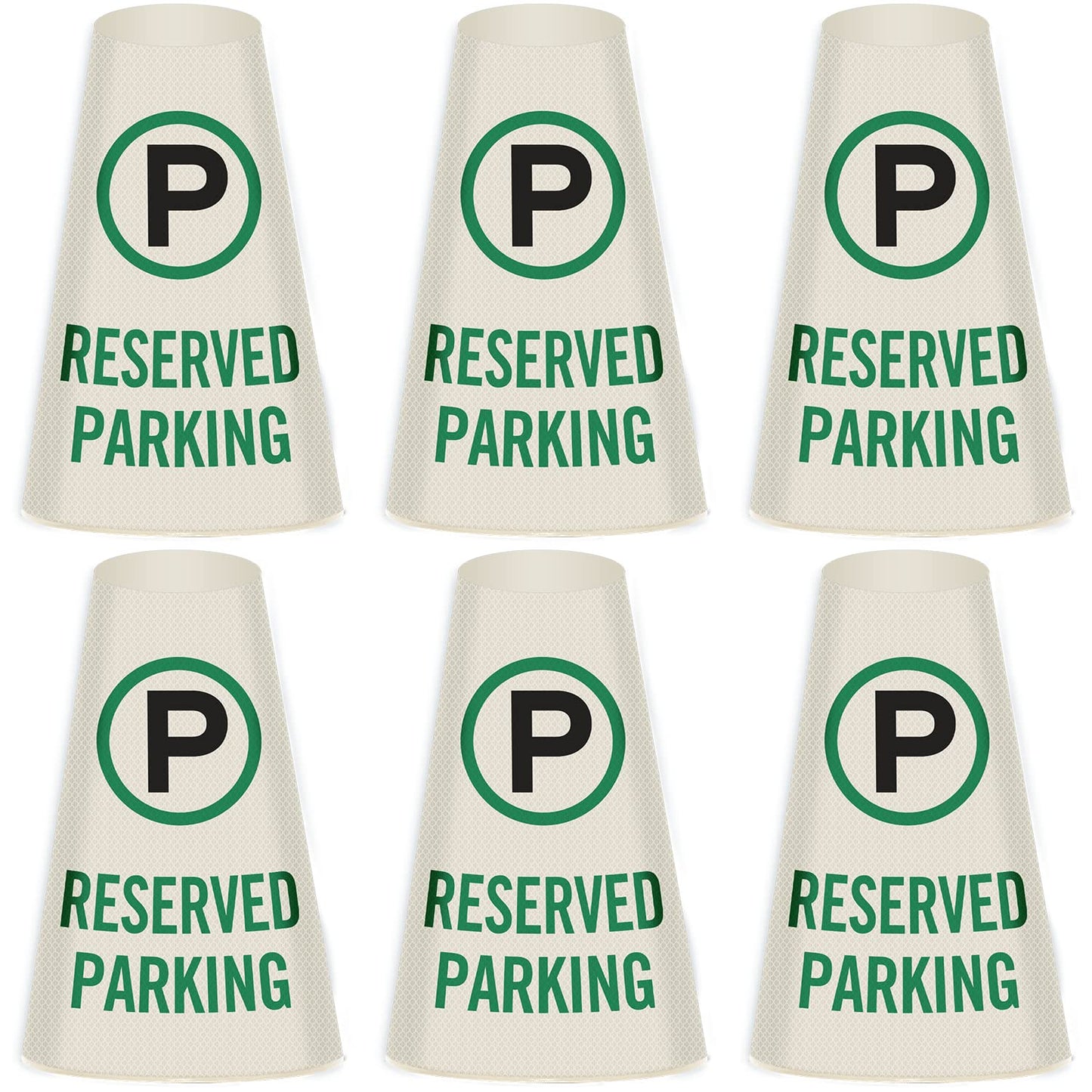 SmartSign 6-Pack 'Reserved Parking' Reflective Cone Message Sleeve Collar with Symbol, 360-Degree Visibility, Vinyl Signs for Traffic Safety Cones, 3-Side Print [Cone Not Included]