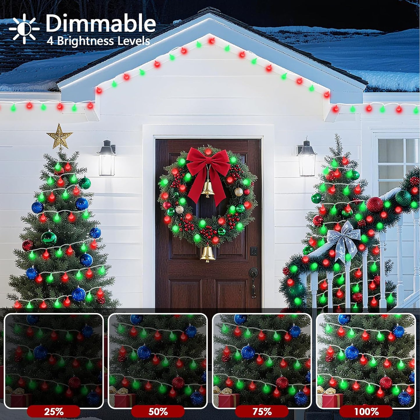 43FT 100LED Connectable Christmas String Lights Indoor Outdoor - Red and Green Fairy Lights Plug in with Remote & 8 Modes, Globe Twinkle Light for Christmas Decorations Bedroom Room Tree Party