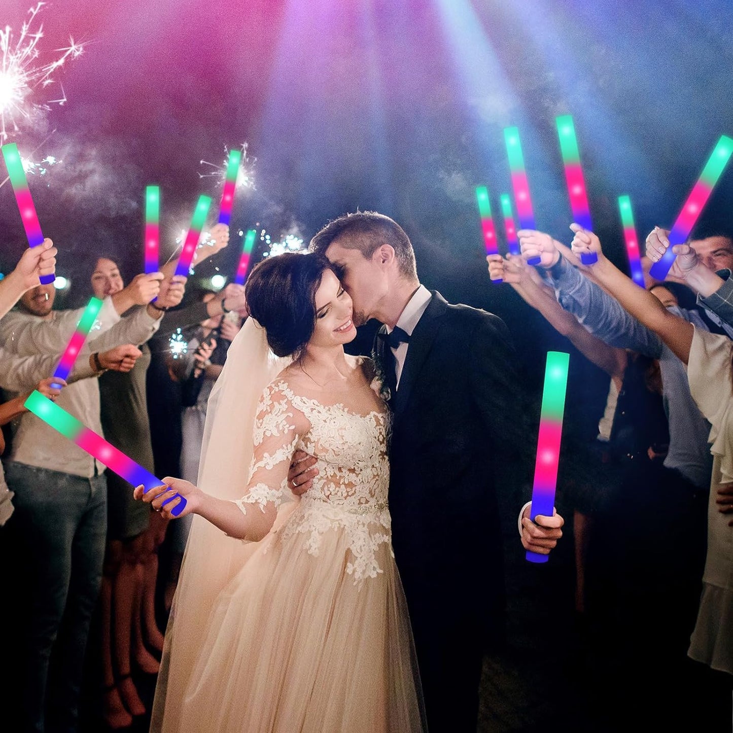 105 PCS LED Foam Glow Sticks, Glow Sticks Bulk Party Pack with 3 Modes Colorful Flashing, Glow in The Dark Party Supplies, Light Up Foam Sticks for Wedding, July 4th, Birthday, Raves, Concert