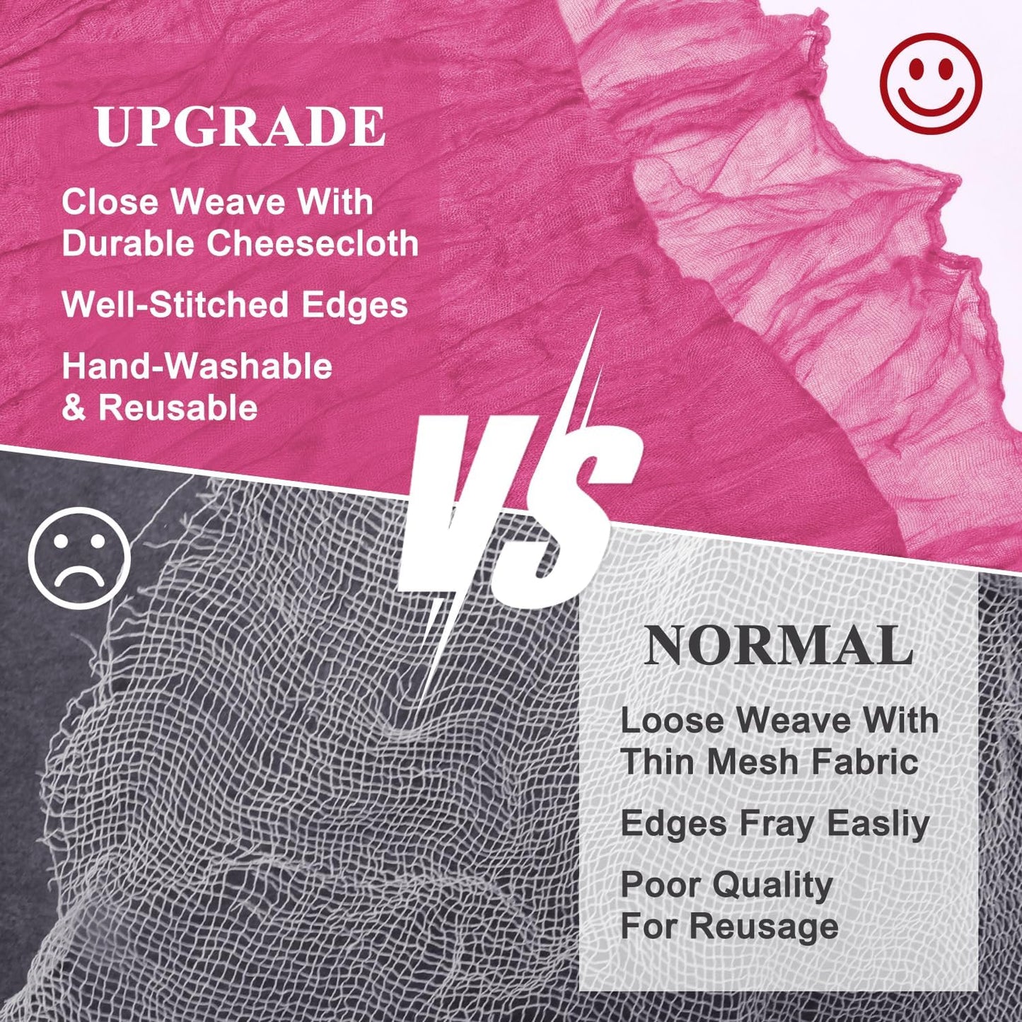 Asee'm 4pcs Cheesecloth Table Runner 120 Inches Long Deep Pink Boho Gauze Cheese Cloth Runner 10FT Rustic Sheer Table Runners for Christmas Wedding Party Baby Shower Spring Easter Decoration