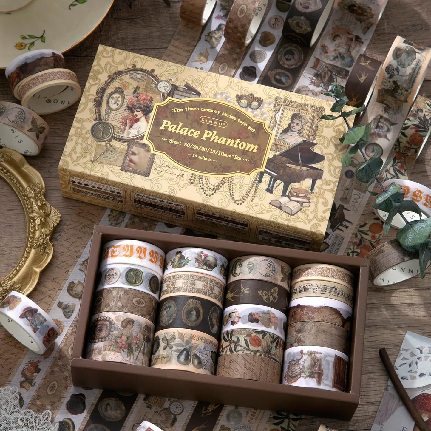 18 Rolls Vintage Victorian Washi Tape Set Journal Tape for Crafts and Journaling DIY Scrapbooking Supplies washi Tape for Scrapbooking Decorative Tape