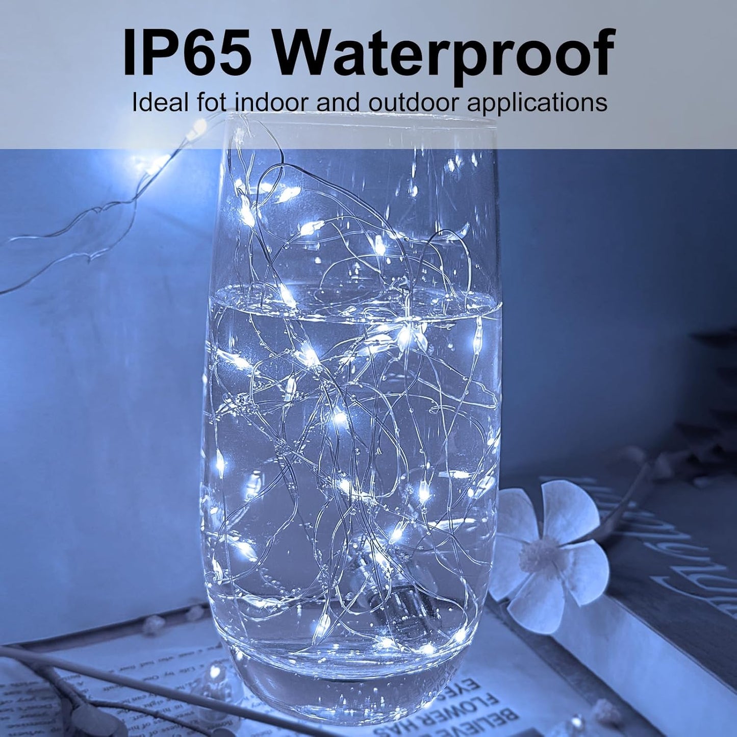 12 Pack Led Fairy Lights - White, Battery Operated LED Silver Wire String Lights, 7FT 20LED Mini Firefly Starry String Lights Waterproof Led Twinkle Lights for Mason Jar DIY Christmas Decor