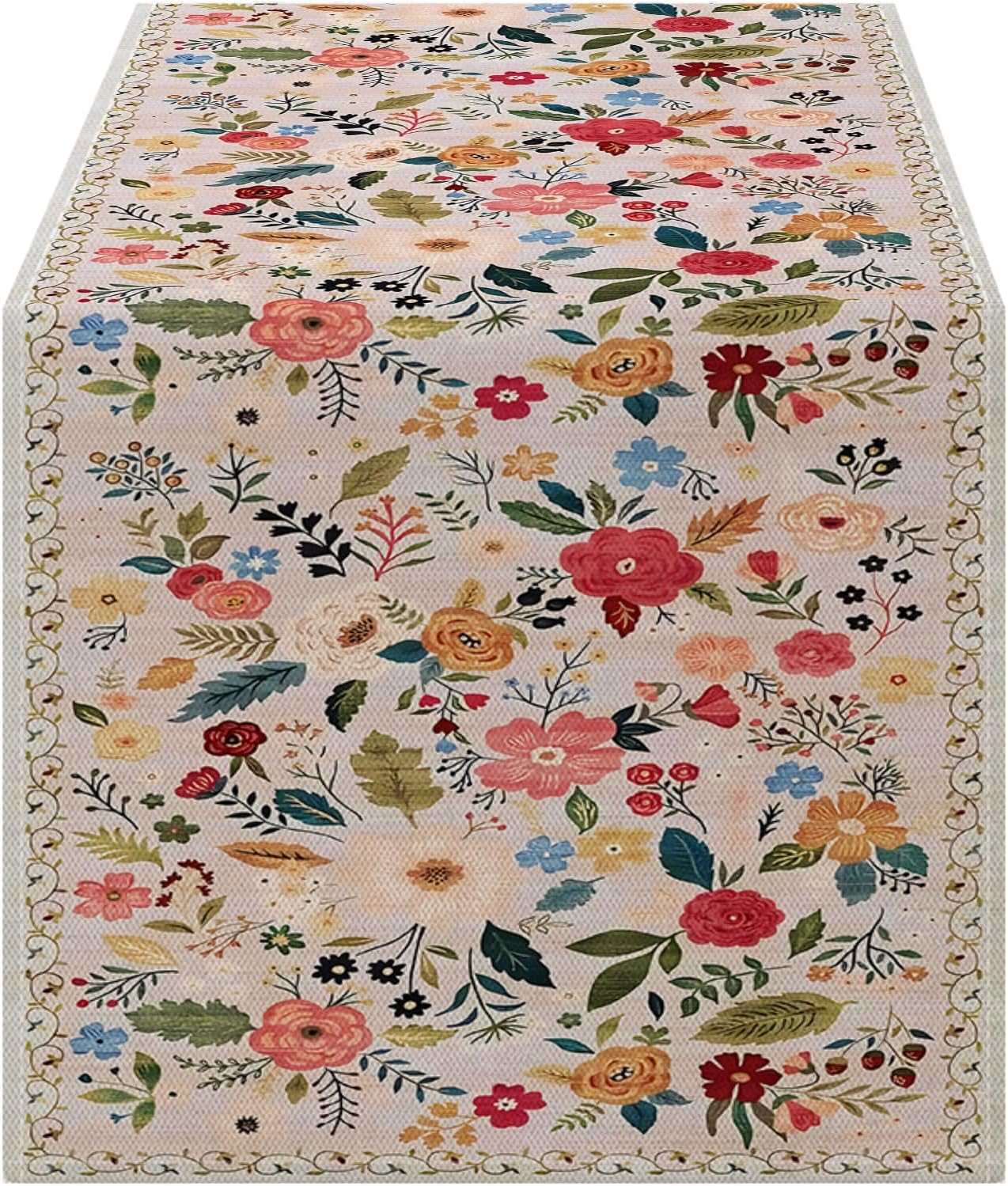OYIMUA Boho Floral Summer Table Runner 13 x 36 Inches Colorful Flower Runners for Tables Rustic Spring Decorations for Home Indoor Outdoor Party Decor